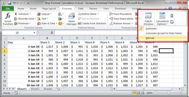Stop Formula Calculation in Excel Increase Worksheet Performance