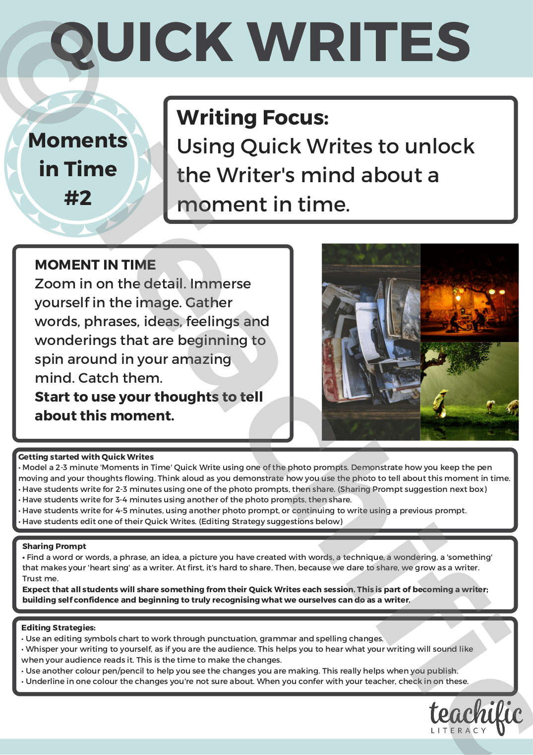 Quick Writes Moments in Time 2 Teachific