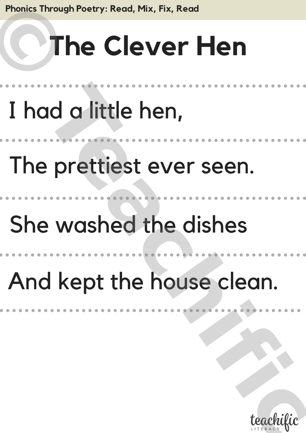 Phonics Through Poetry The Clever Hen Teachific