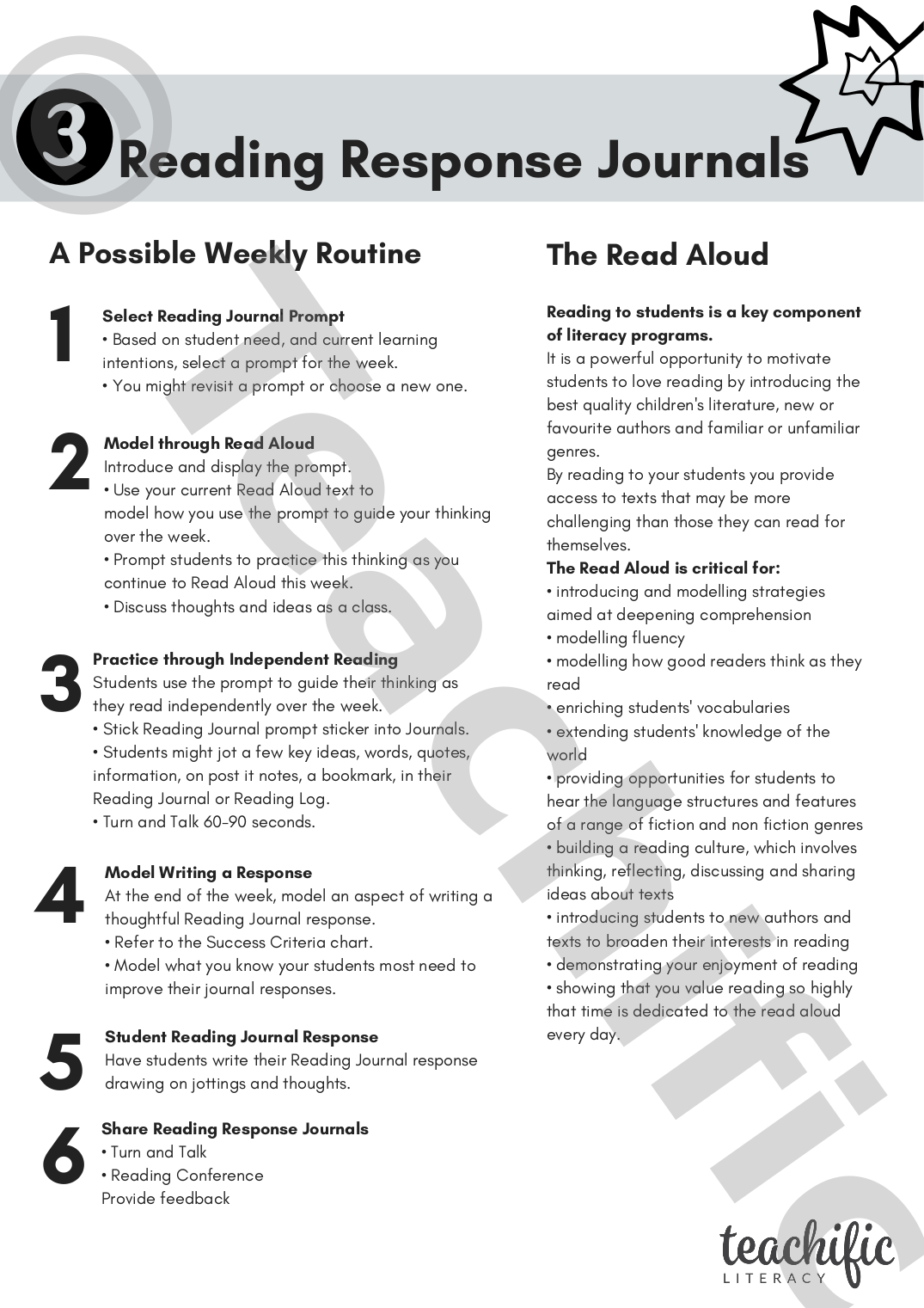 Reading Response Journals Getting Started Year 3 Teachific