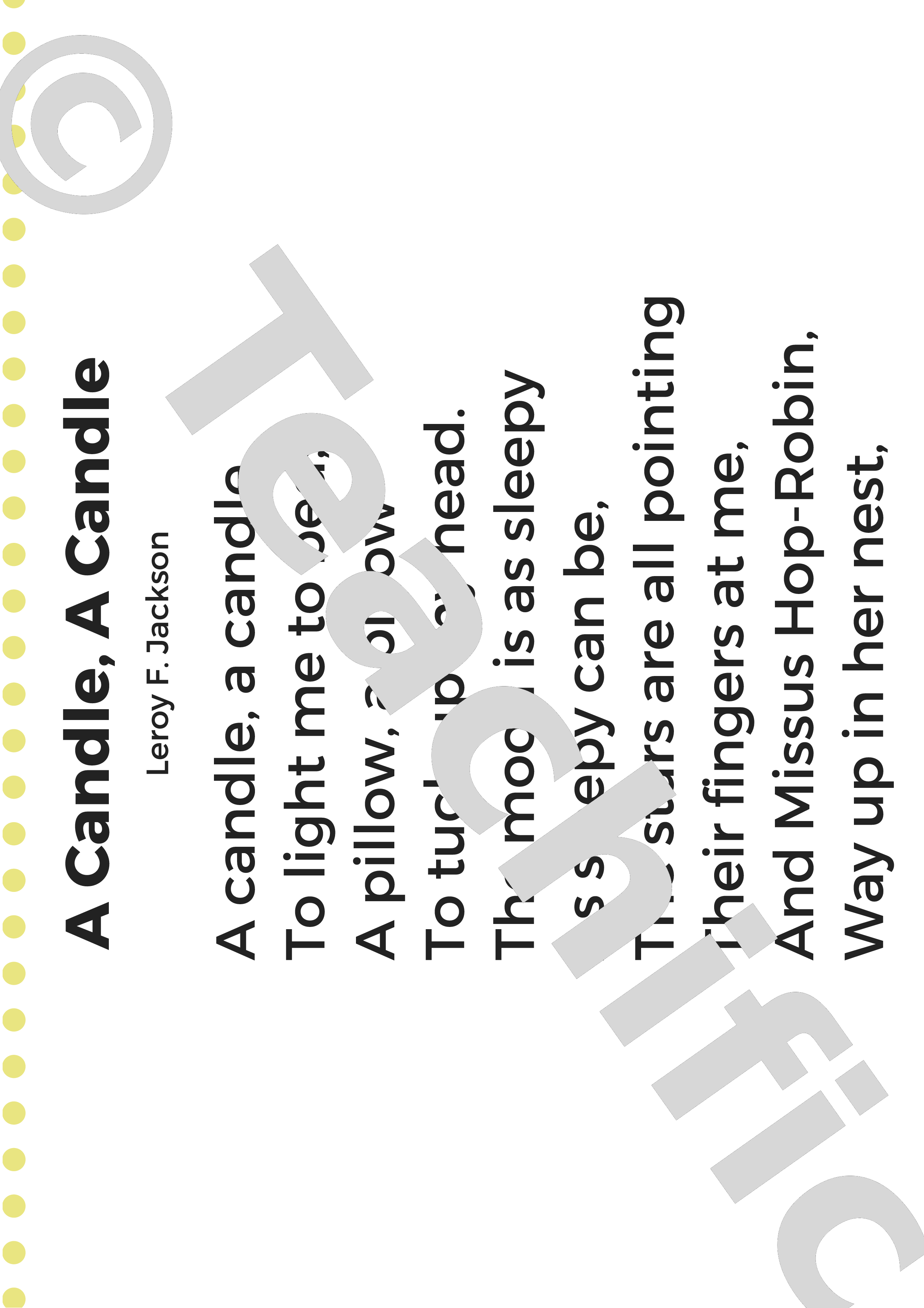 Poems A Candle, A Candle, K2 Teachific