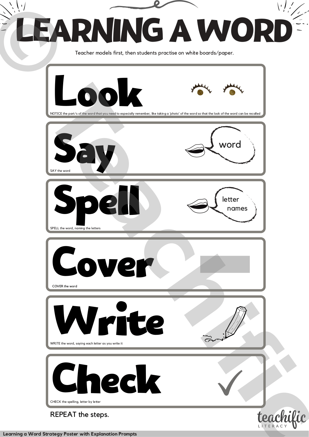 Learning a Word Strategy with Explanation Prompts A3 Poster v2, K6 Teachific