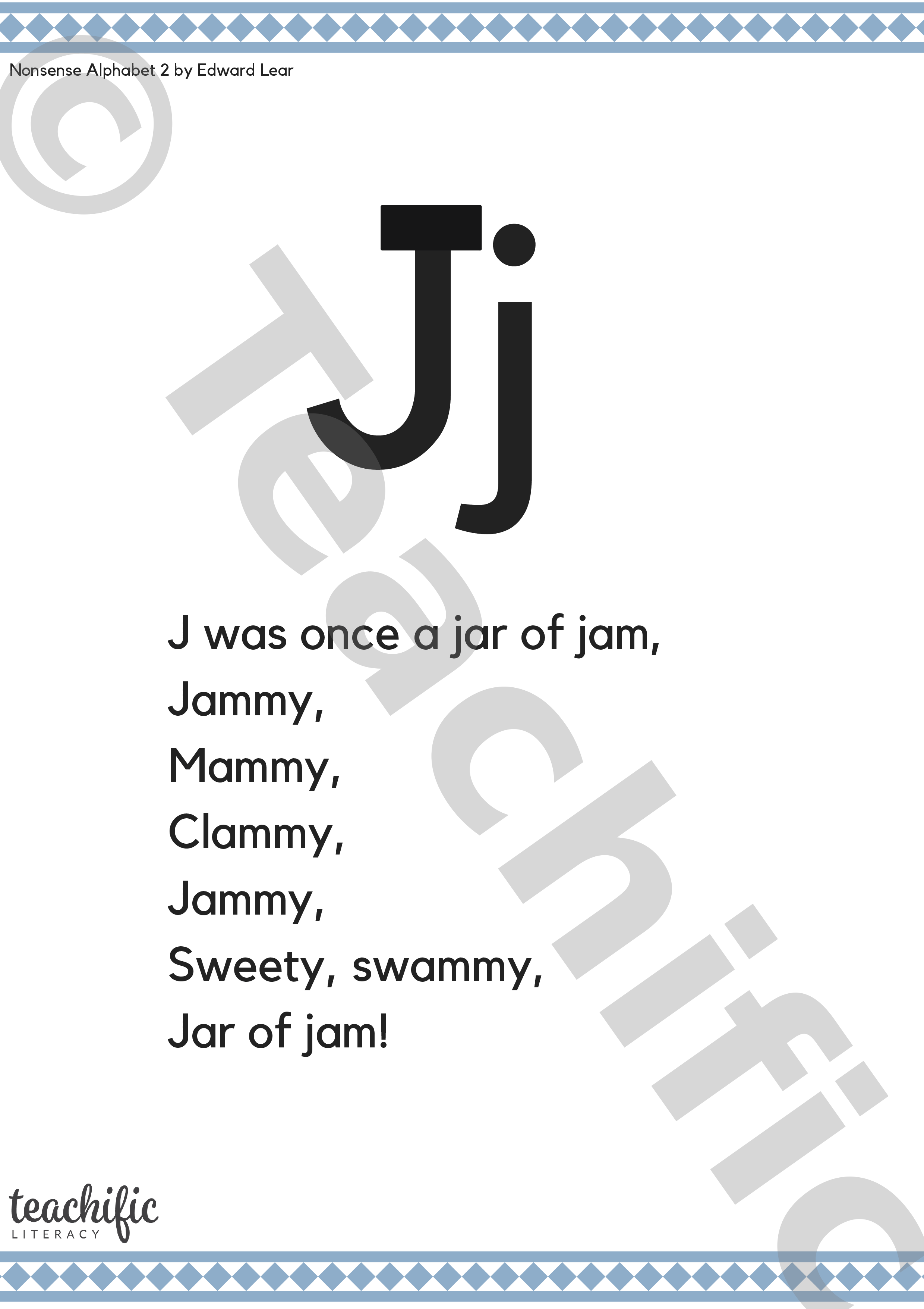 Poems J Was Once a Jar of Jam, K2 Teachific