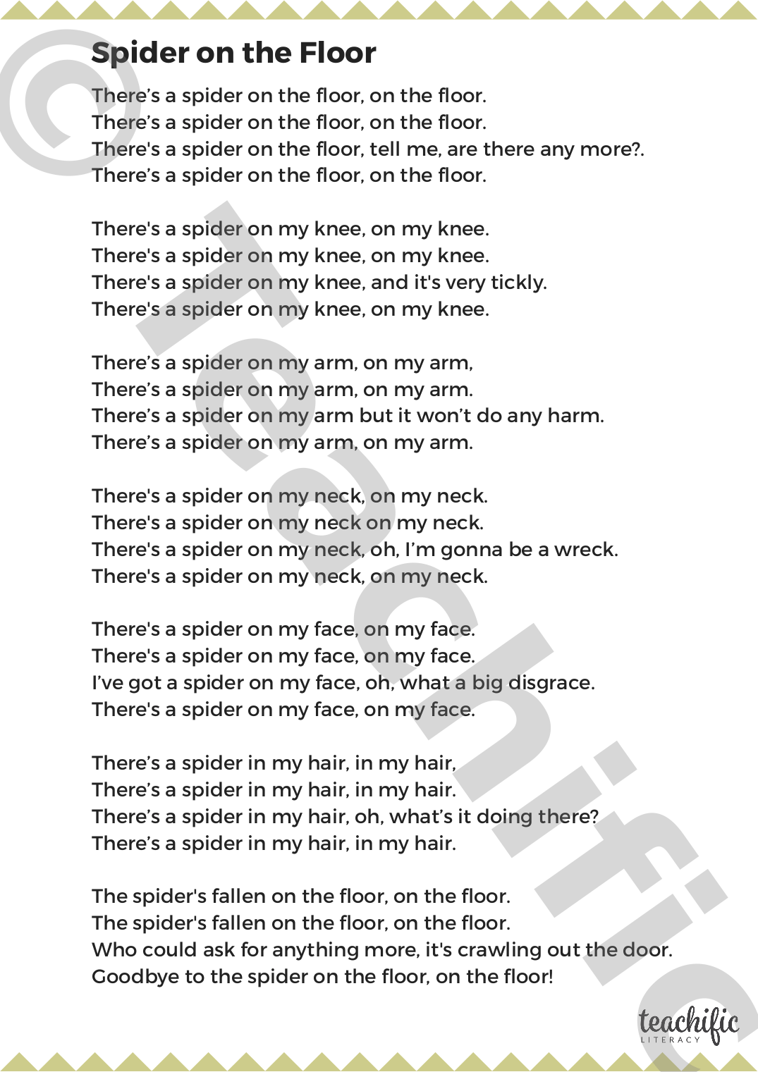 Poems Spider on the Floor K3 Teachific