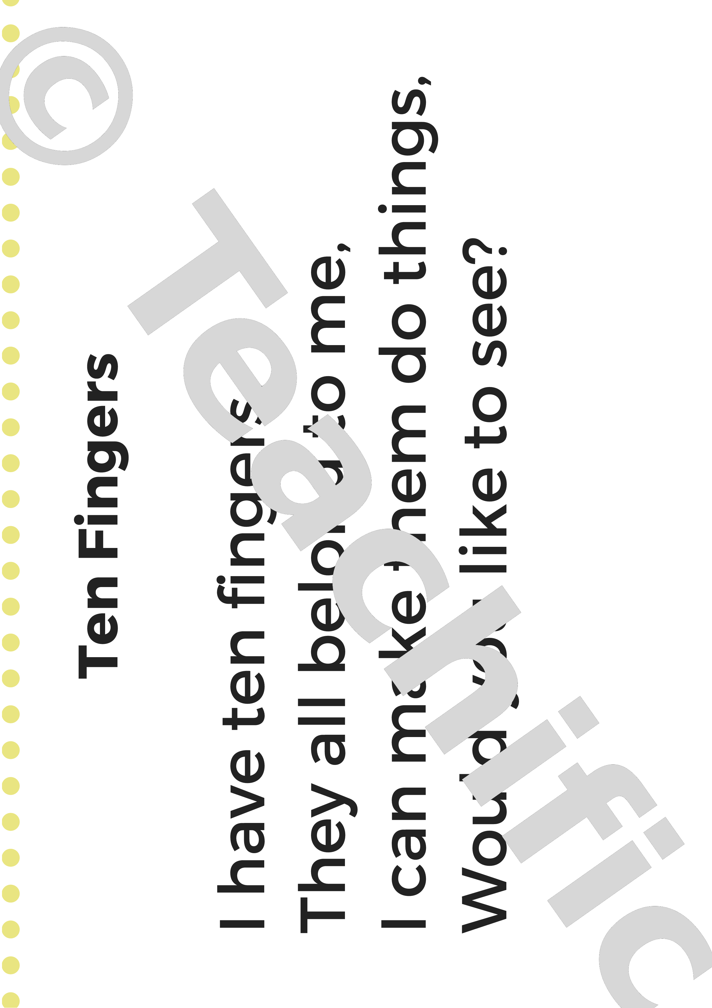 Poems Ten Fingers, Yrs K,1 Teachific