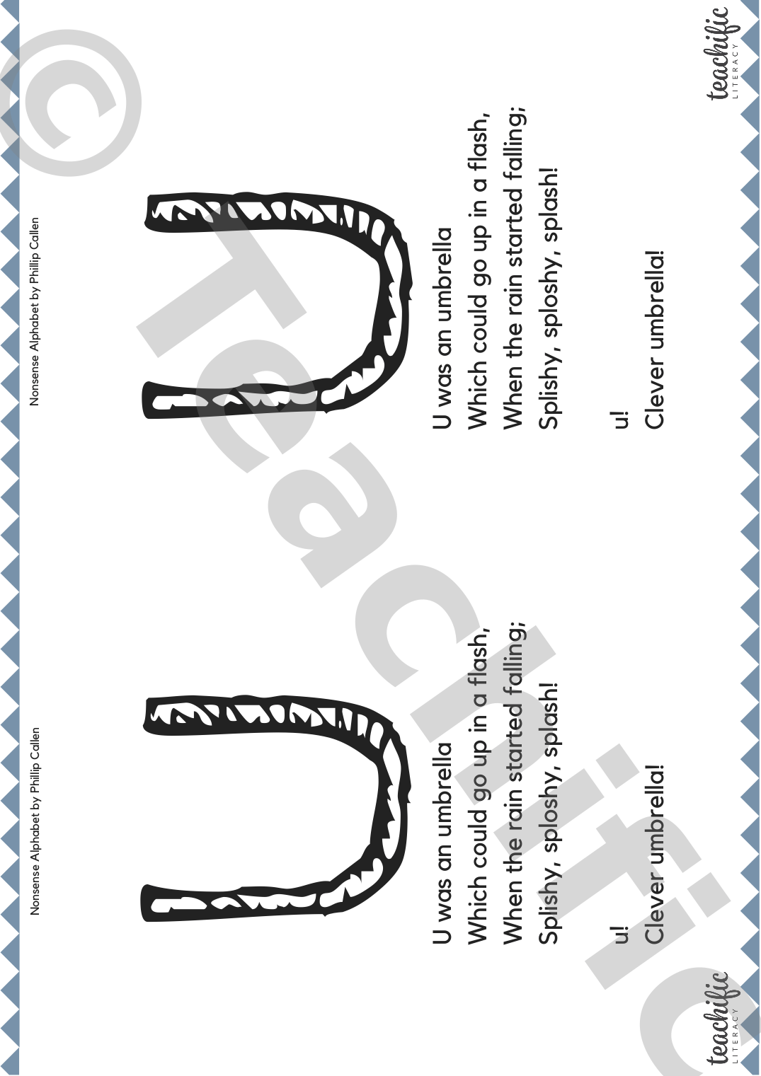 Poems U was an Umbrella Nonsense Alphabet, K3 Teachific