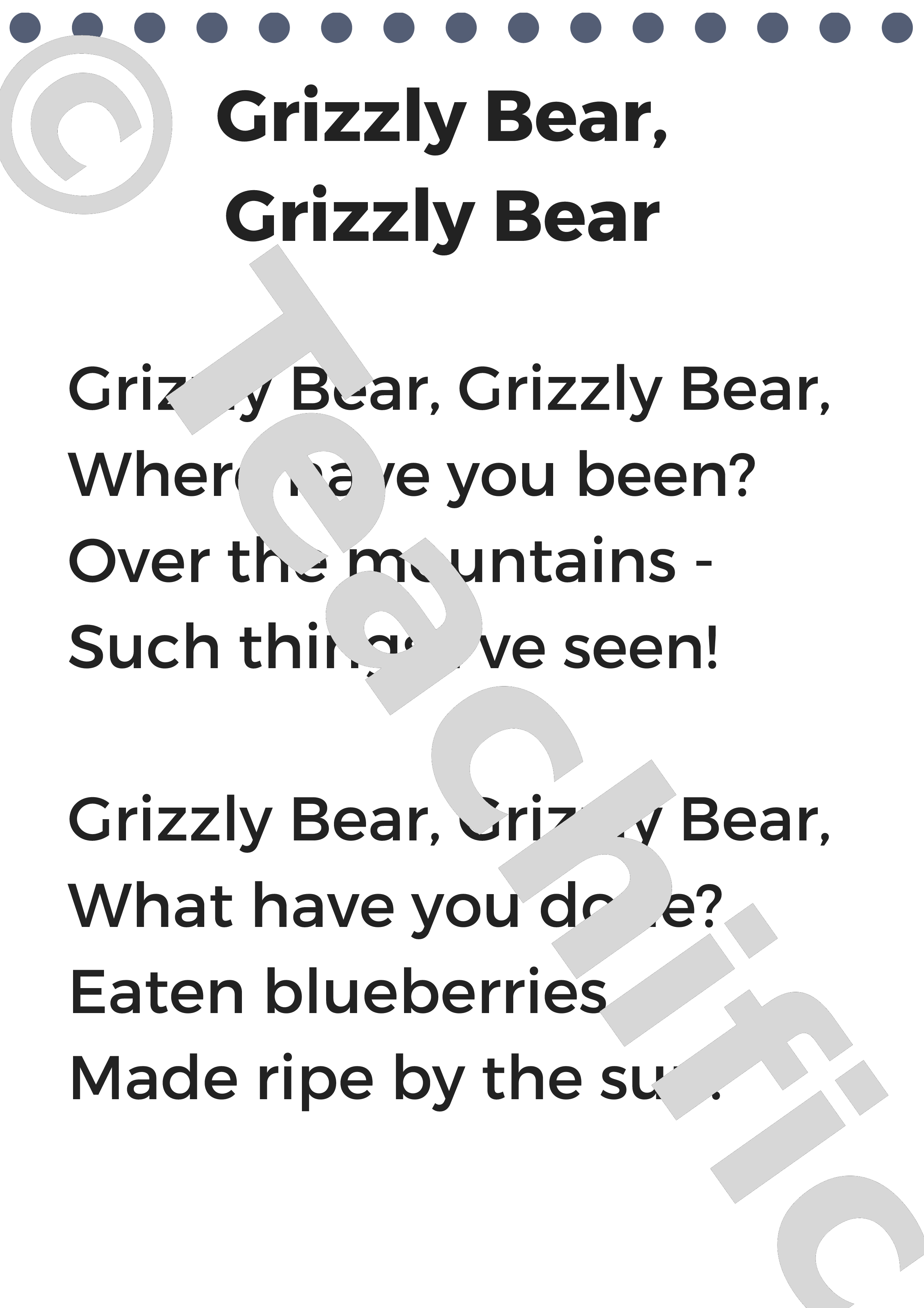Poem Grizzly Bear, Grizzly Bear Teachific