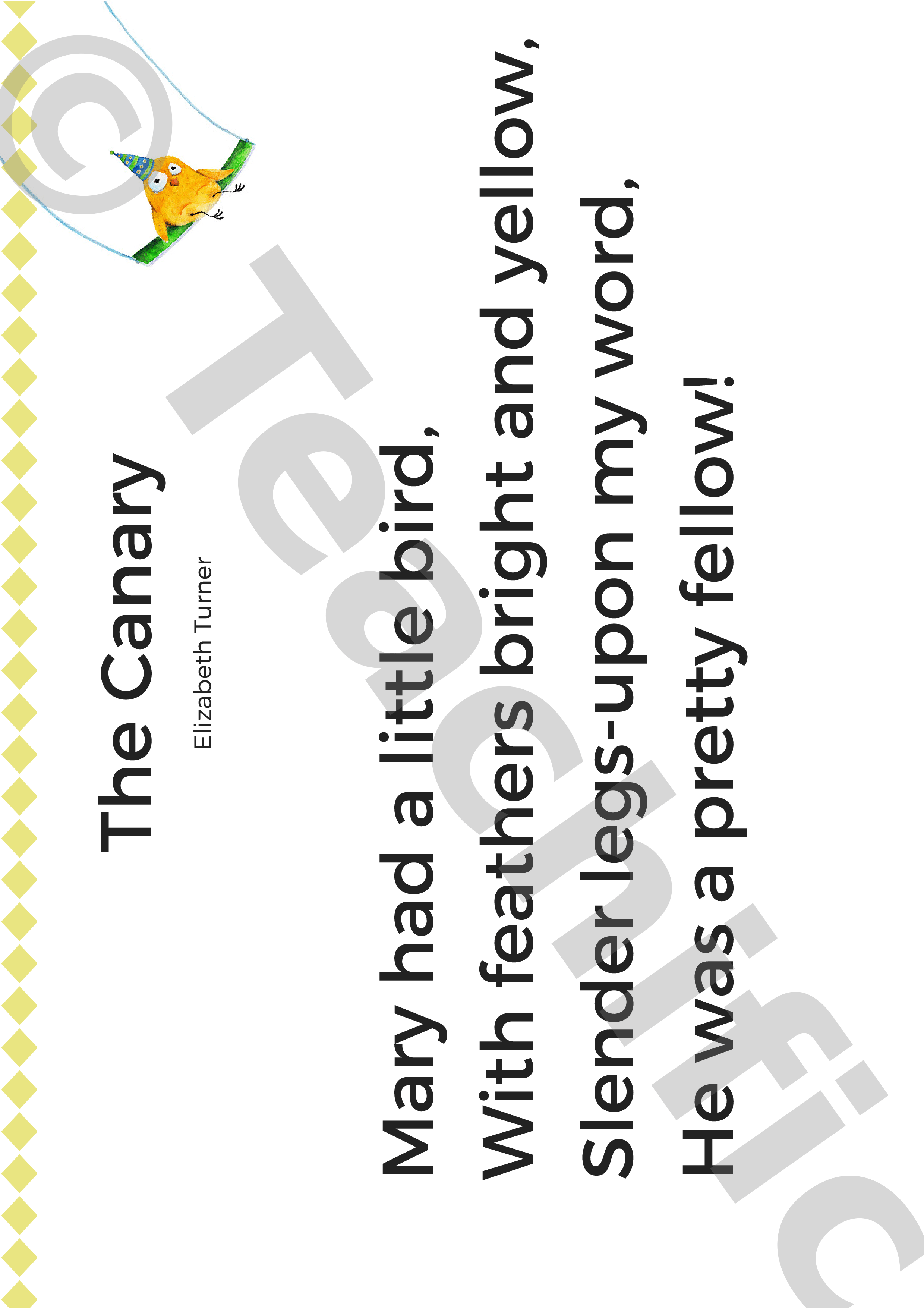Poem The Canary Elizabeth Turner Teachific