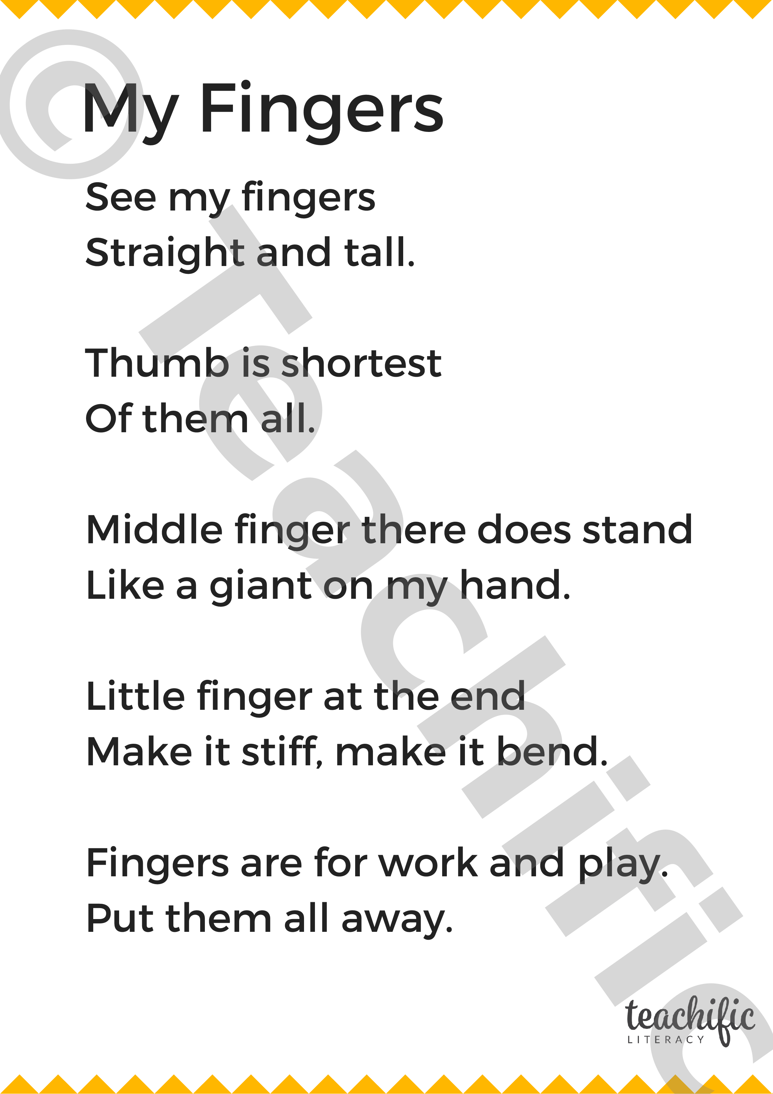 Poems K2 My Fingers Teachific