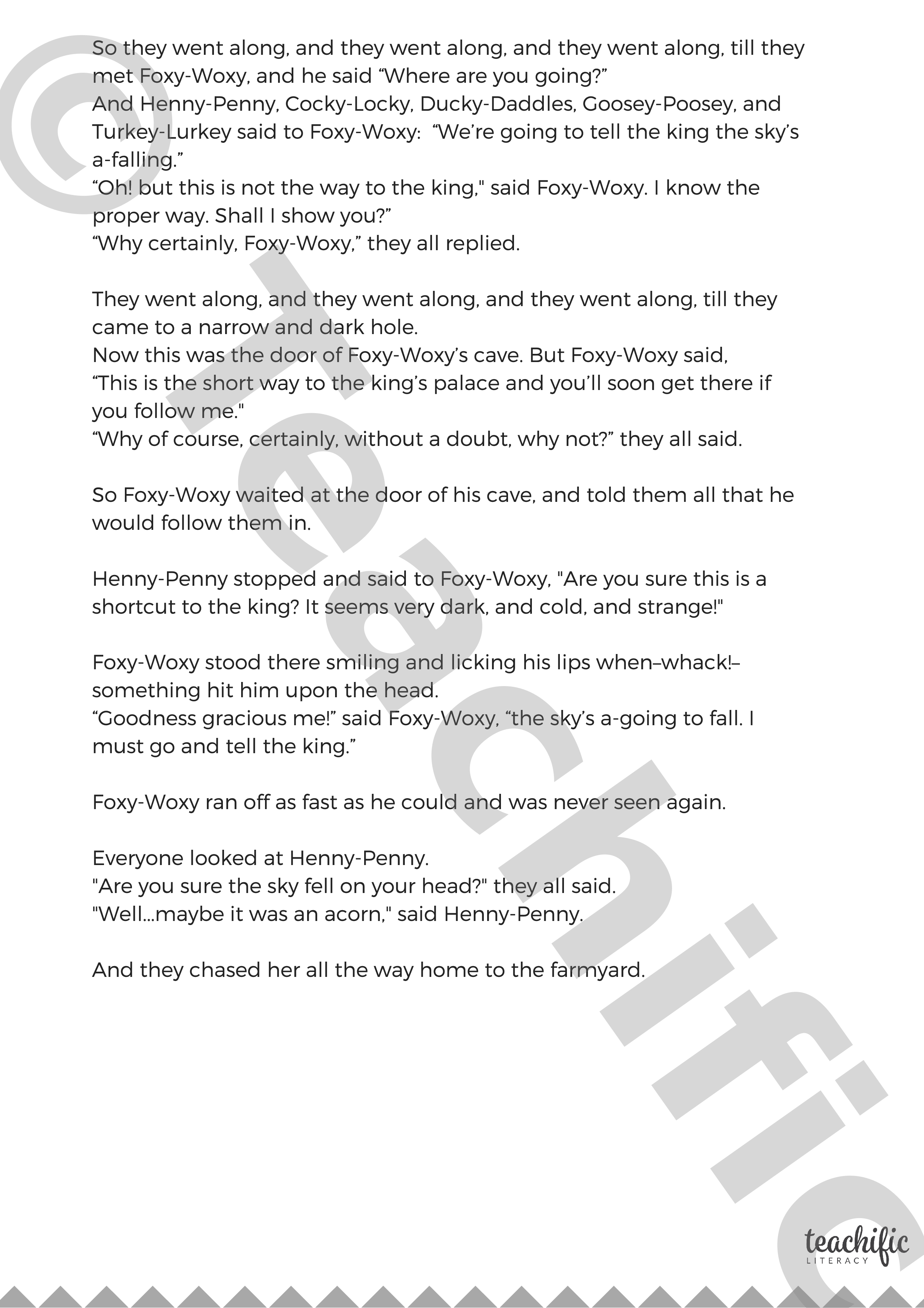 Fairy Tales Minibook Henny Penny Teachific