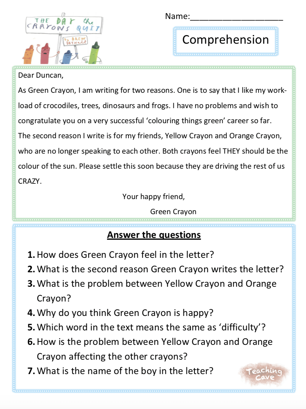 The Day the Crayons Quit Teaching Resources and Activities