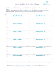 Speed Study Game Cards