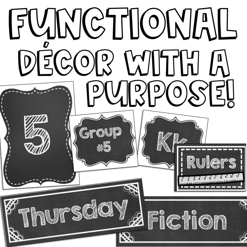 Editable Chalkboard Classroom Decor Bundle Printable