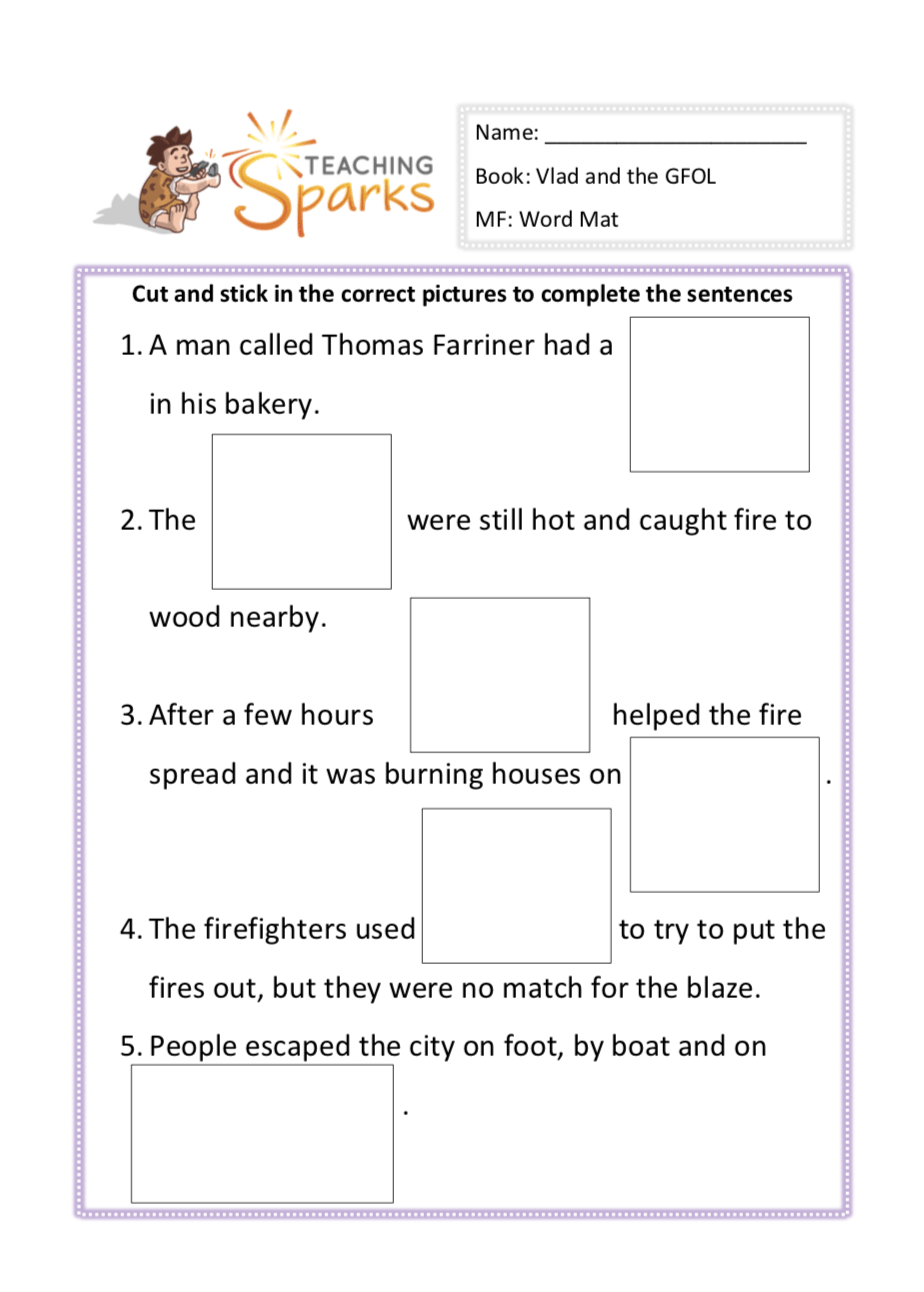 Vlad and the Great Fire of London Reading Activities Year 1 Year