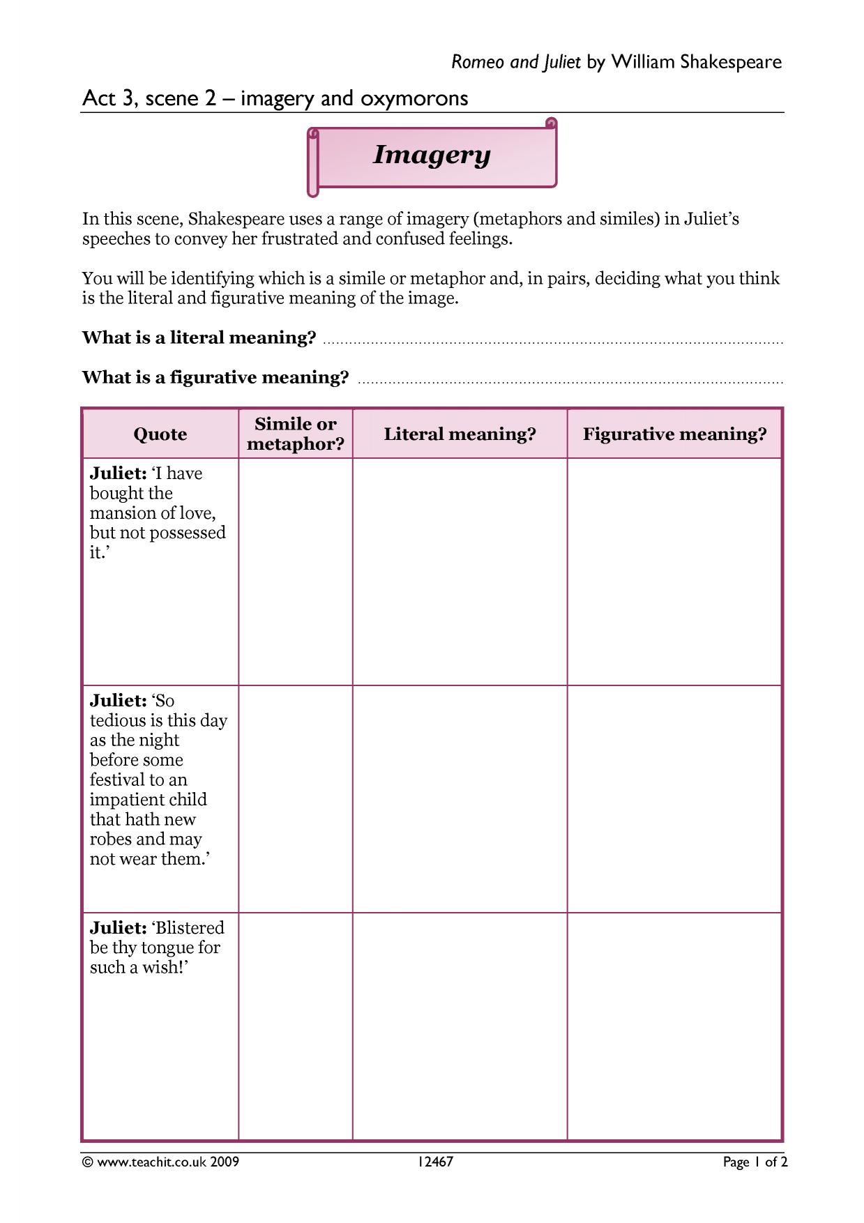 Romeo and Juliet KS4 Plays Key Stage 4 Resources