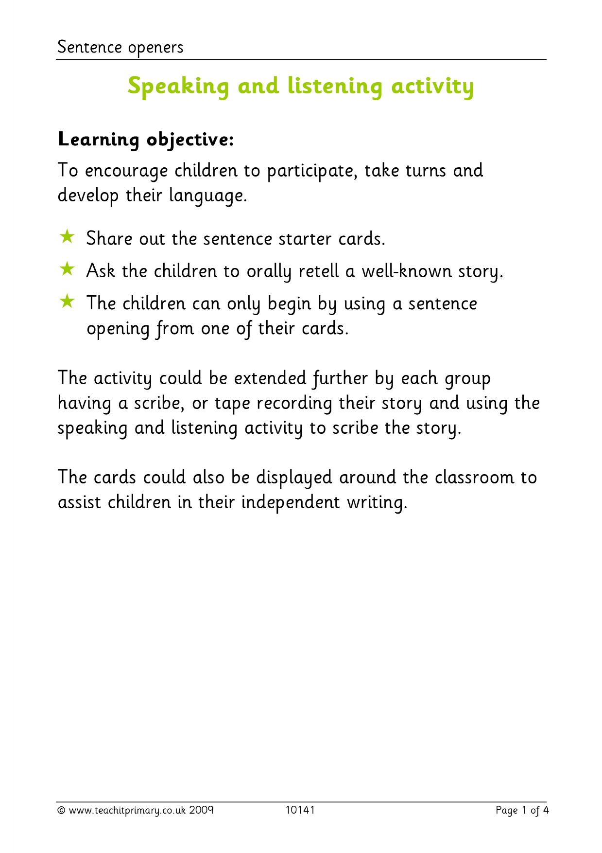 Sentence openers KS2 English Grammar Teachit