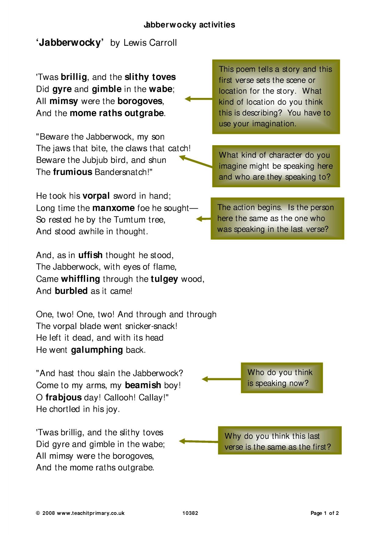 Jabberwocky Poem Meaning