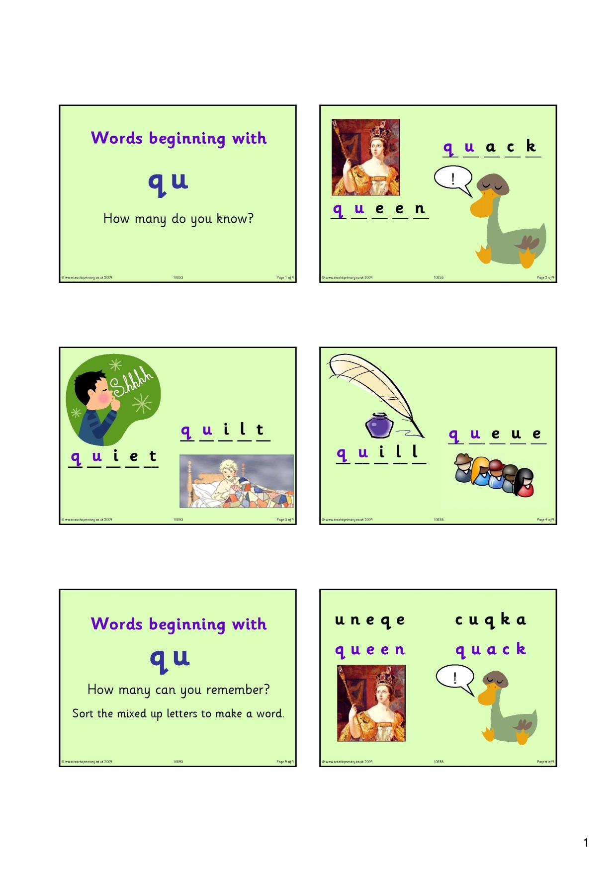 Words starting with qu