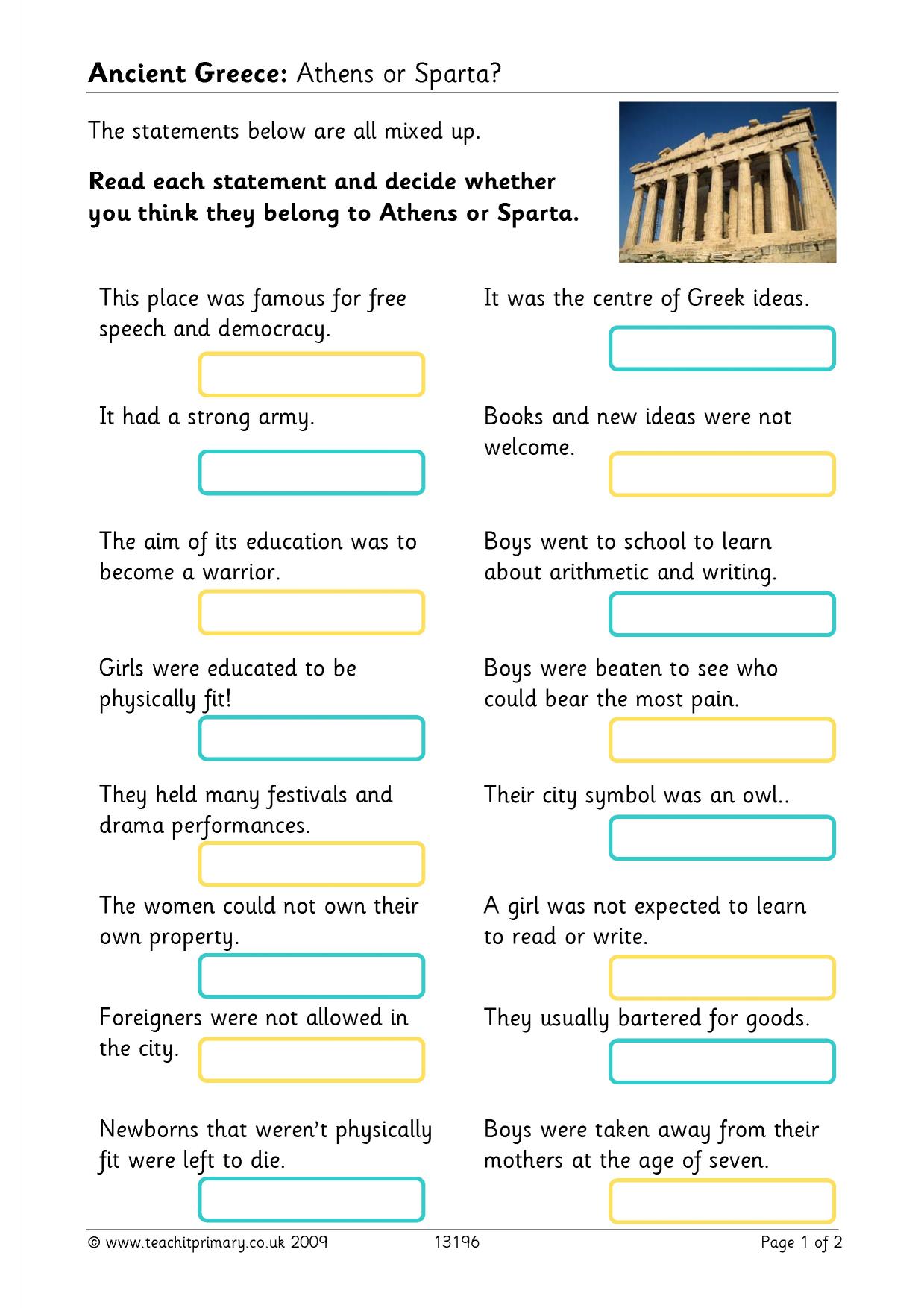 Athens or Sparta | History | KS2 | Ancient Greece | Teachit