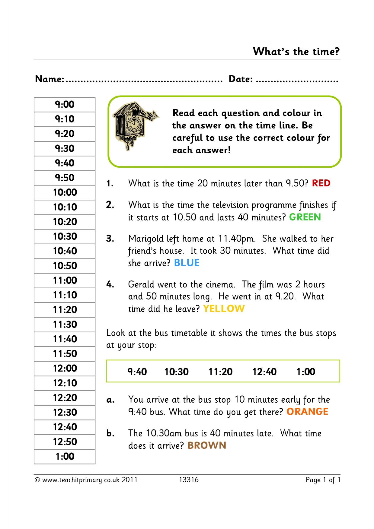 What's the time? KS2 problem solving Teachit