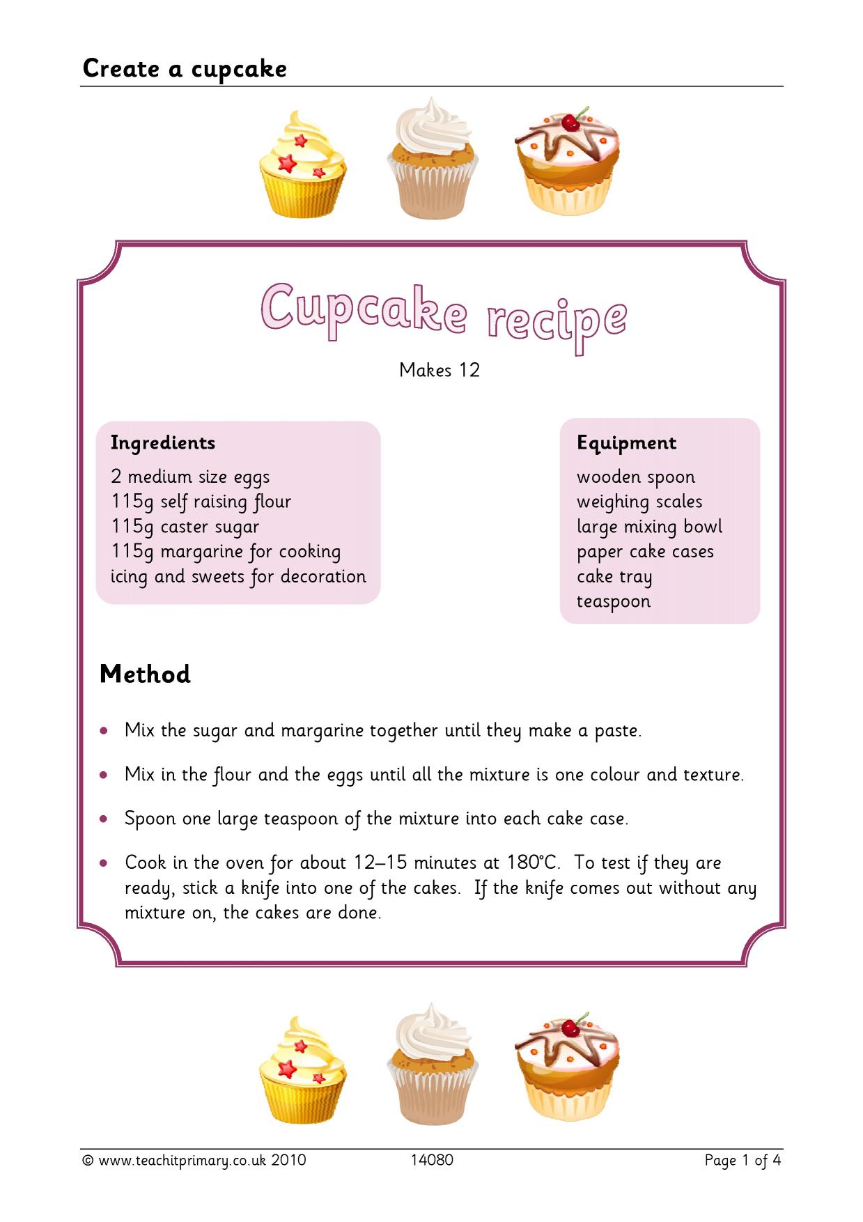 Create a cupcake KS2 Food and nutrition Teachit