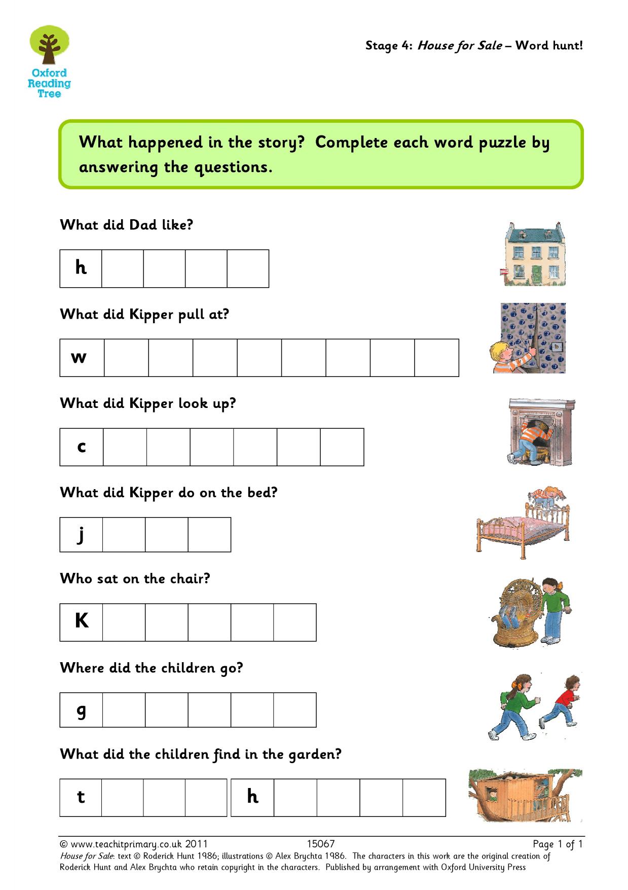 House for Sale word hunt Spelling KS1 English Teachit