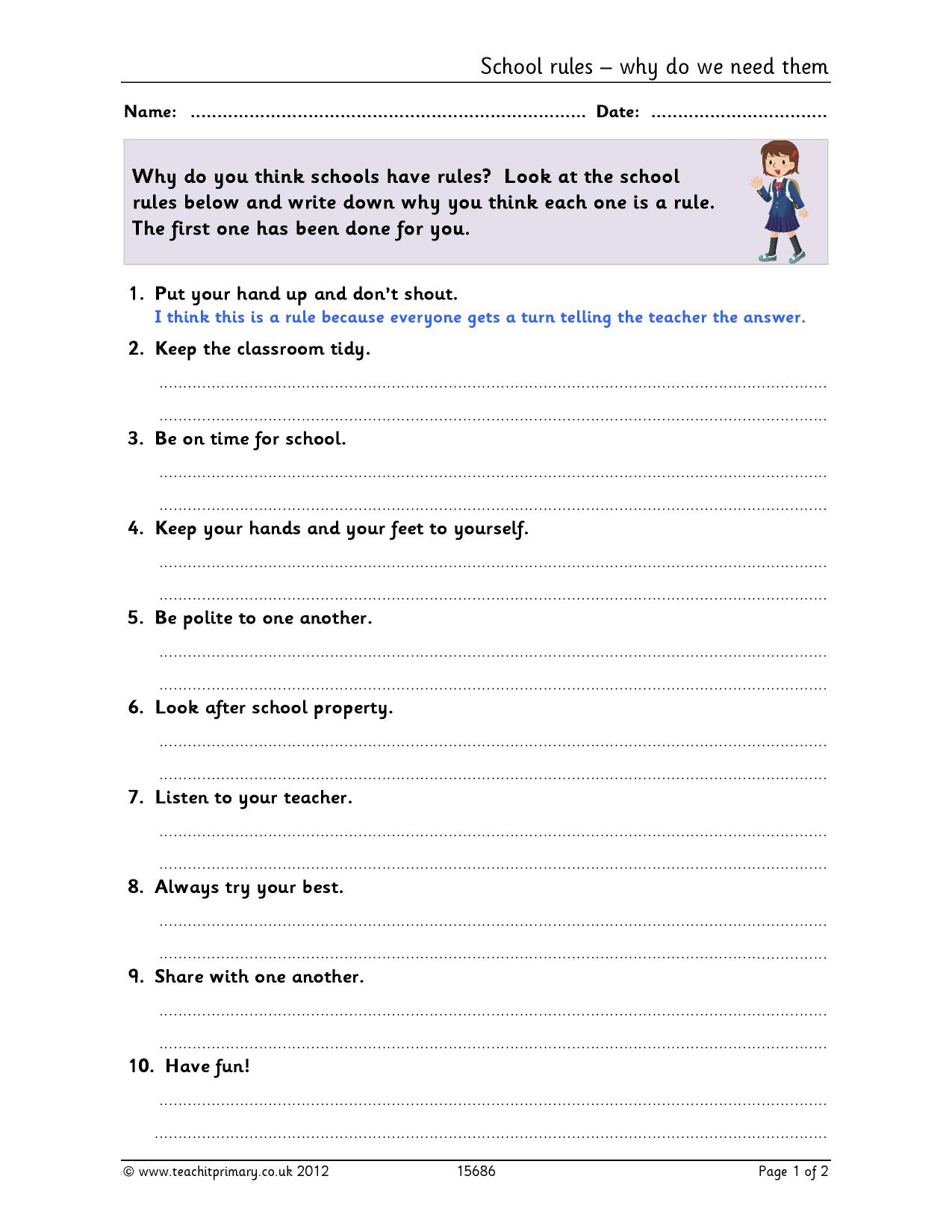 School rules why do we need them? Citizenship KS12 Teachit