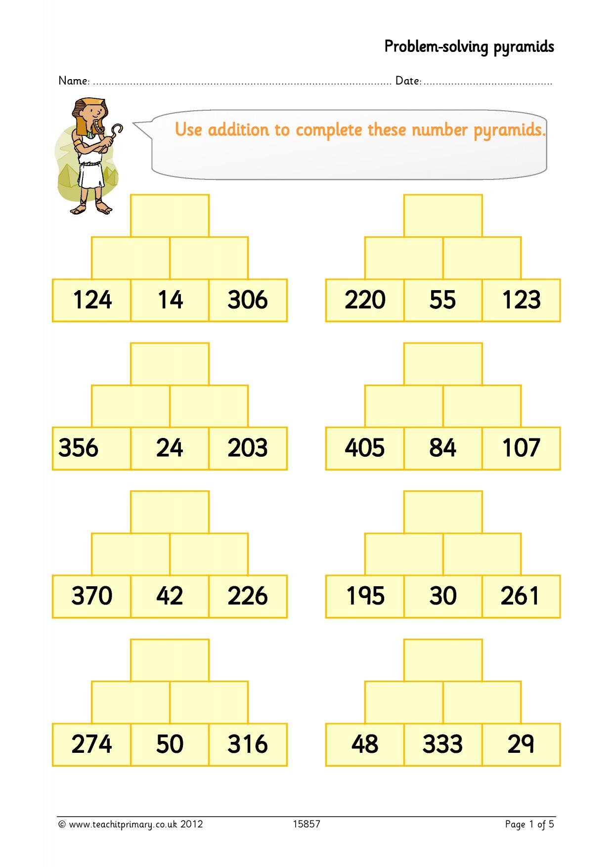 Problemsolving pyramids KS2 addition and subtraction Teachit
