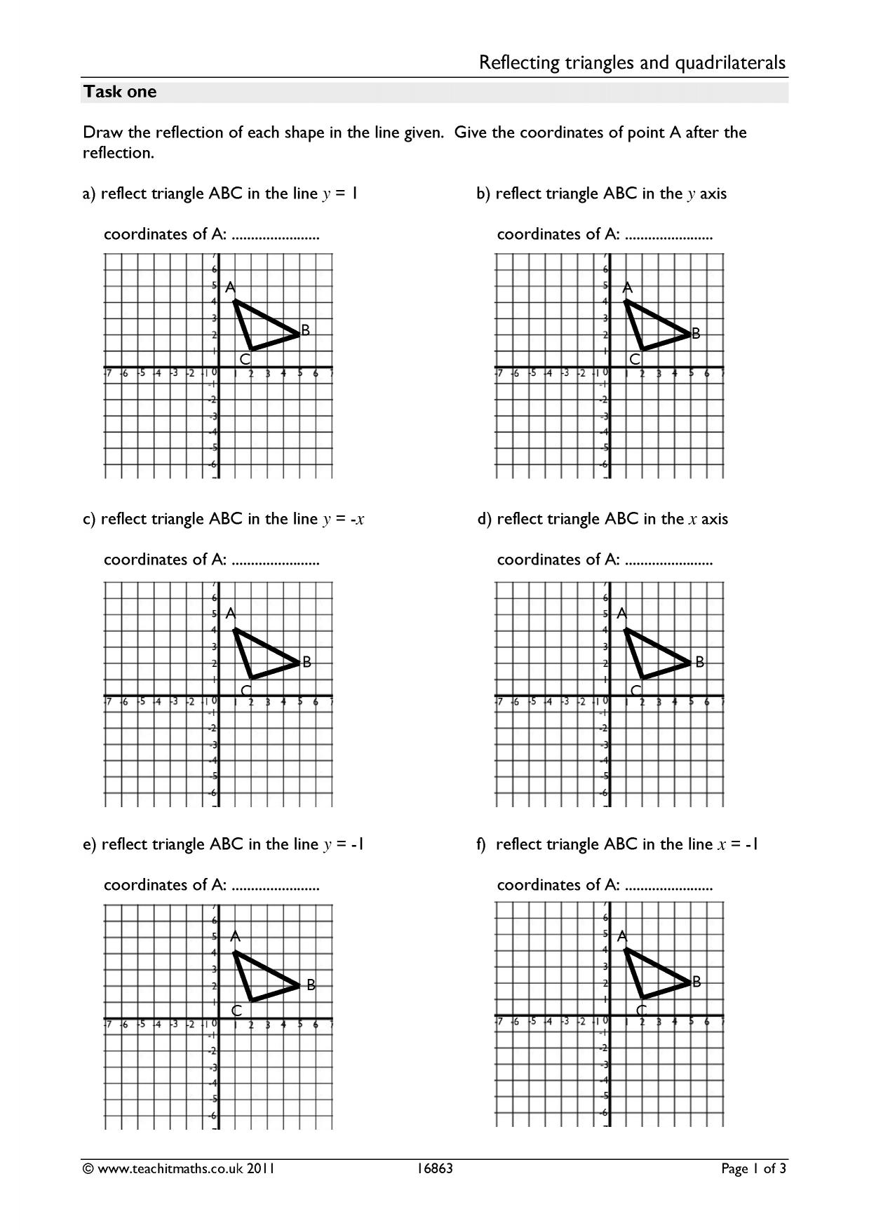 Reflecting triangles and quadrilaterals KS34 maths Teachit