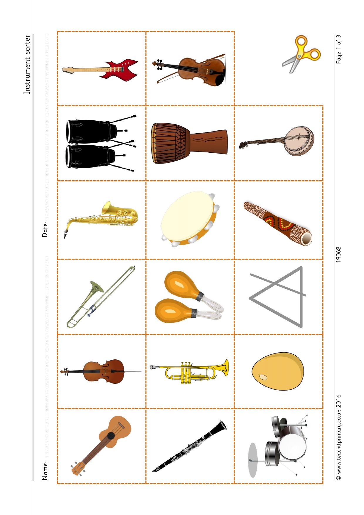 Instrument sorted Tuned and untuned instruments KS1 Music Teachit
