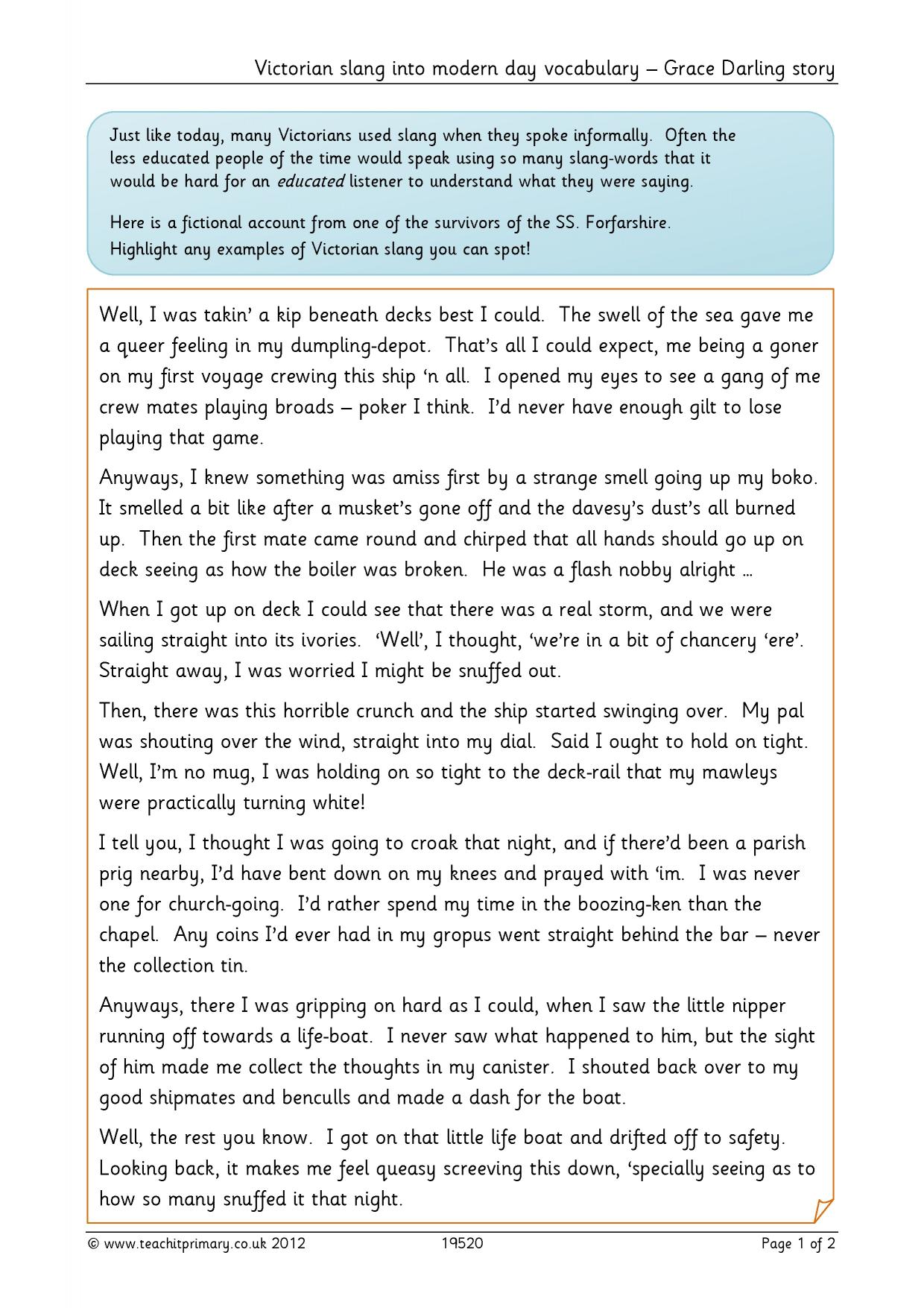 Victorian word meanings KS2 English Teachit