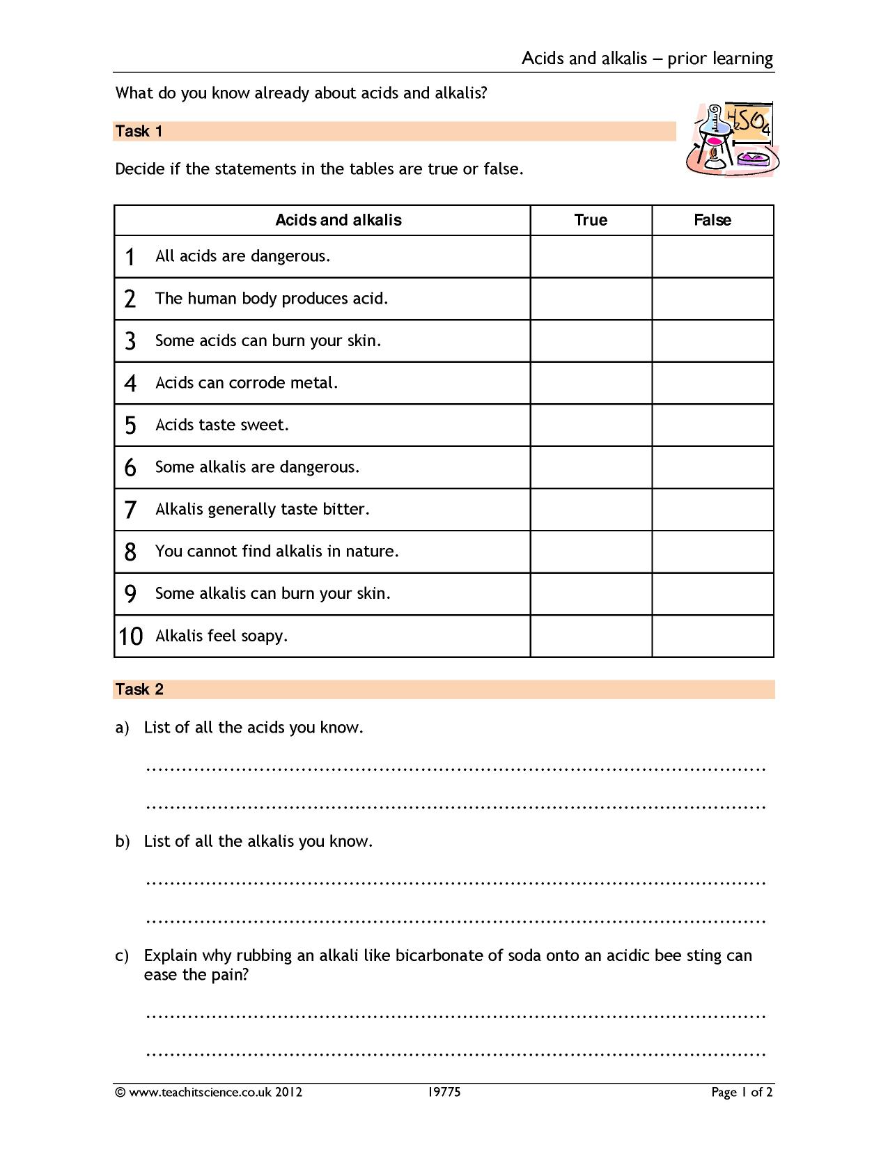 Acids and alkalis prior learning