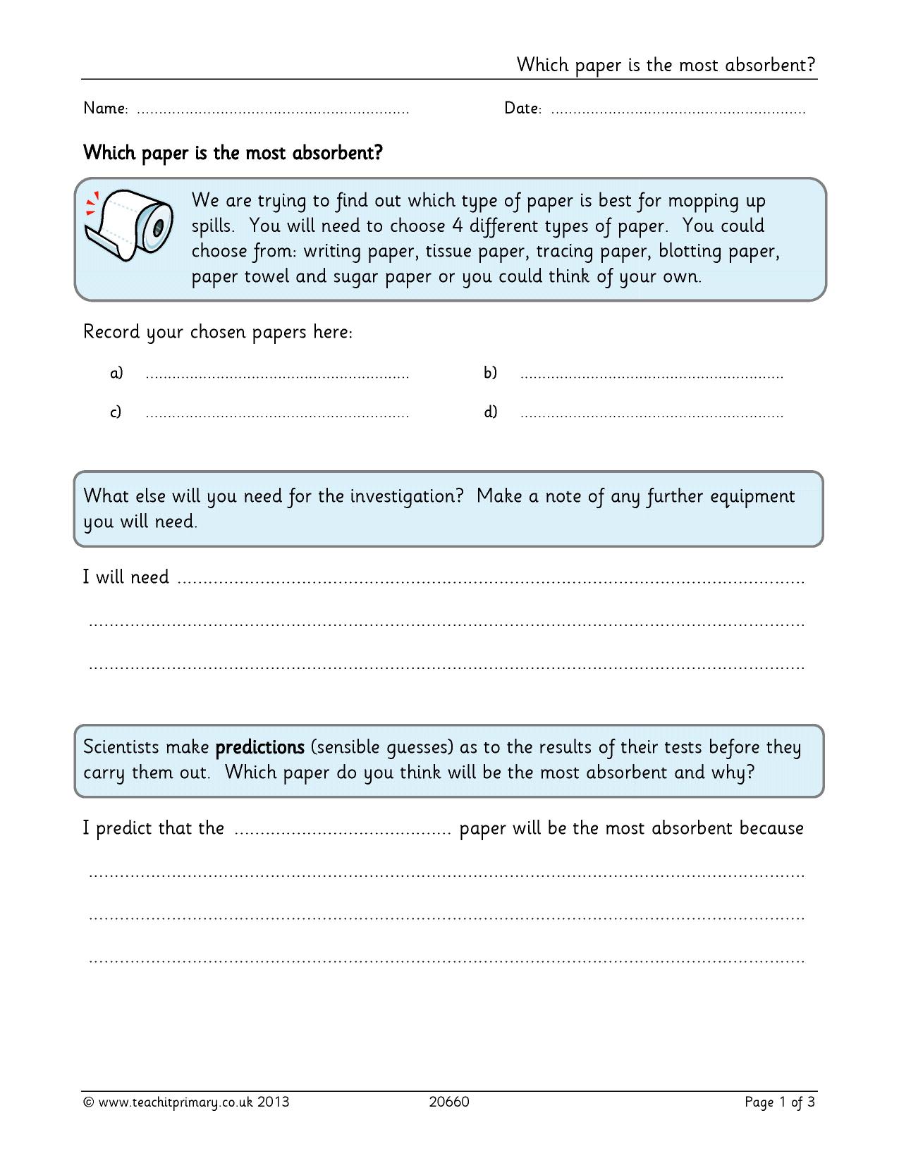 Paper experimentKS2 ScienceMaterialsTeachit