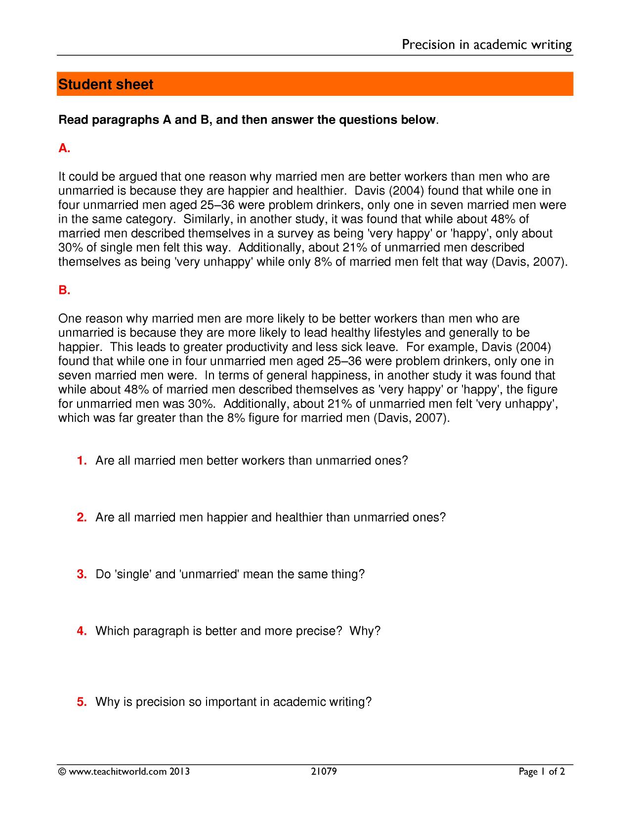 Precision in academic writing