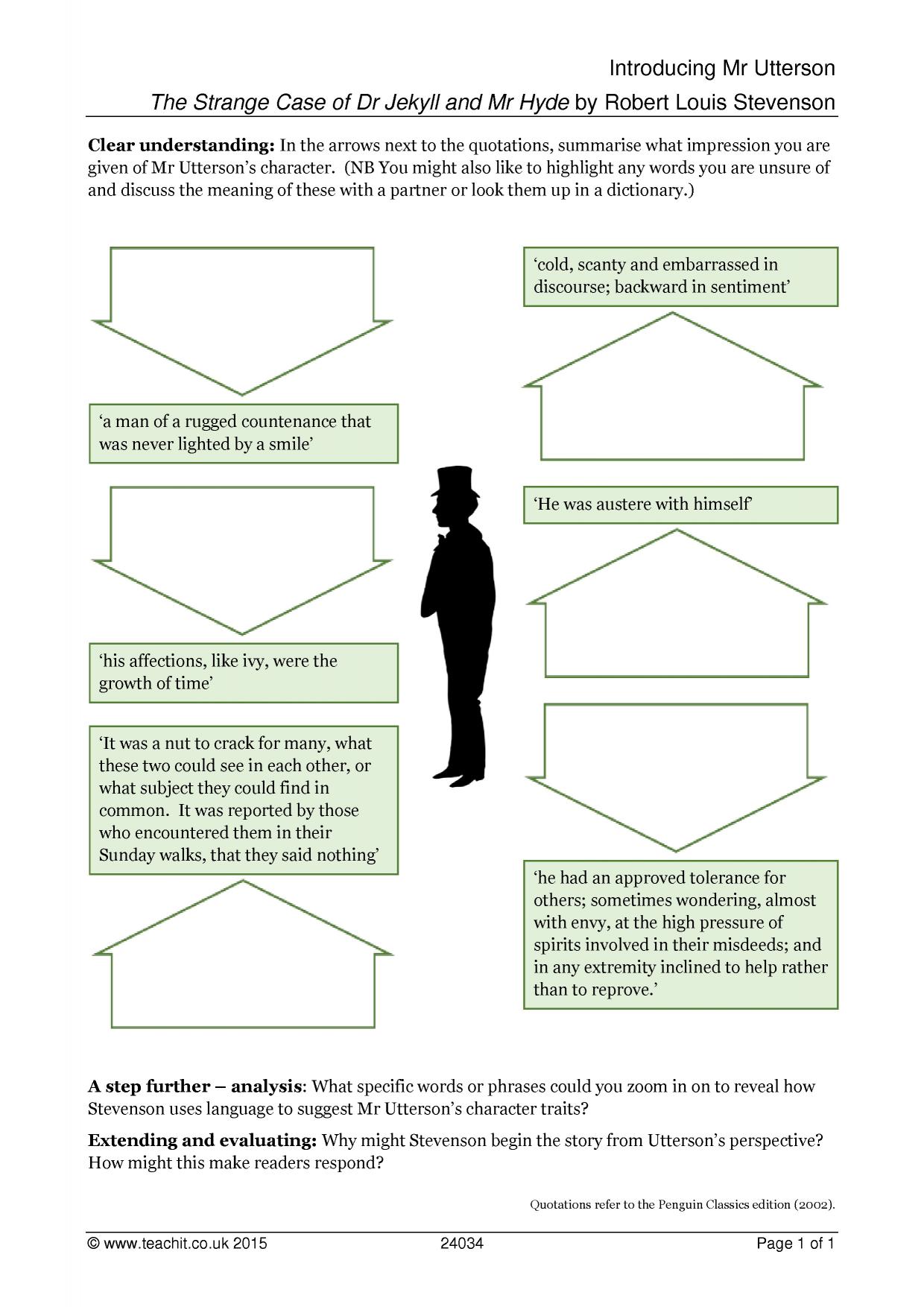 Mr Utterson character exploration activity KS4 English Teachit