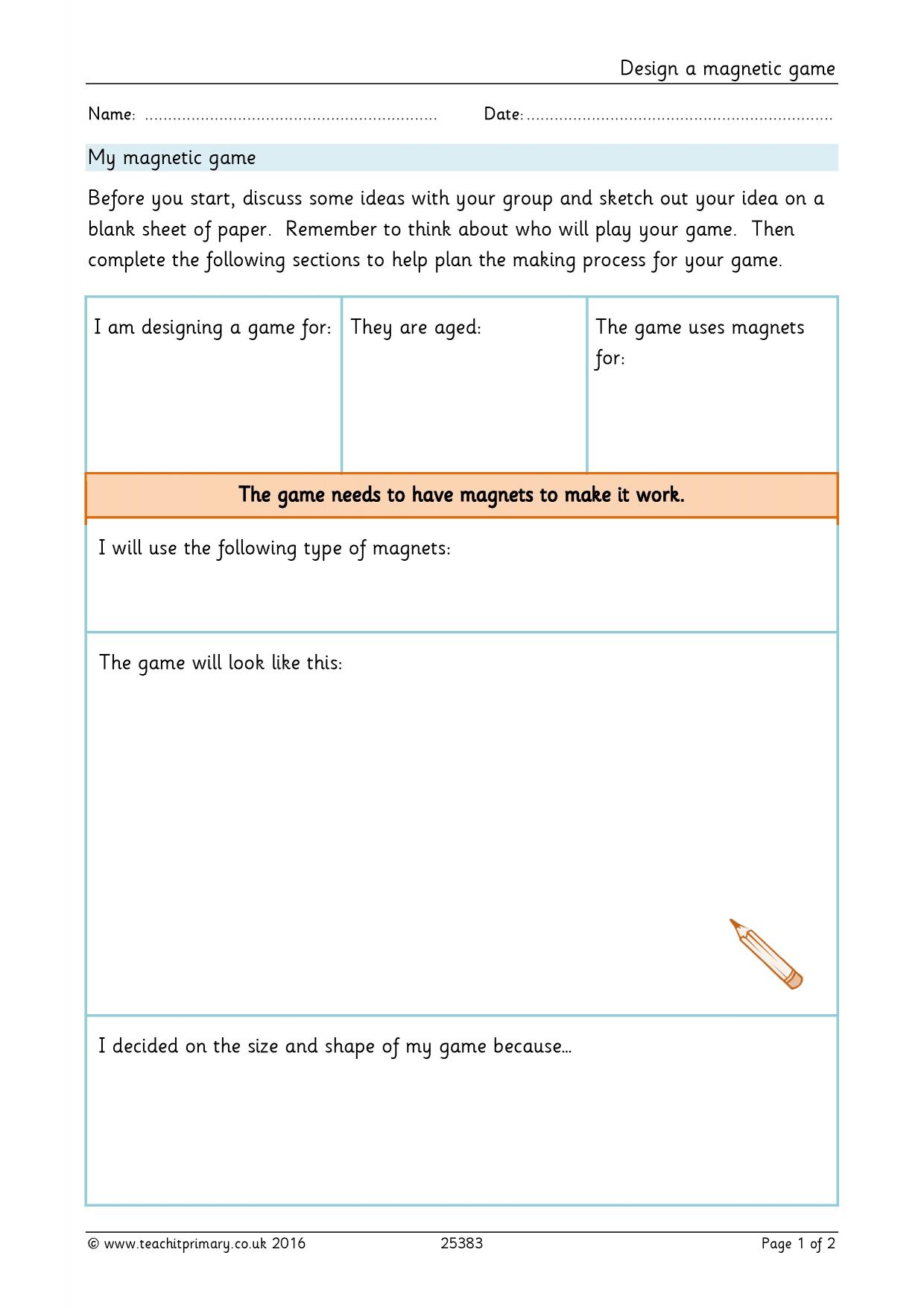 Design a game KS2 forces and Teachit
