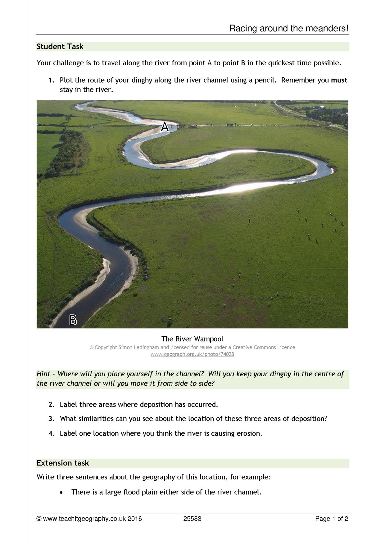 Meander photo analysis KS34 geography Teachit