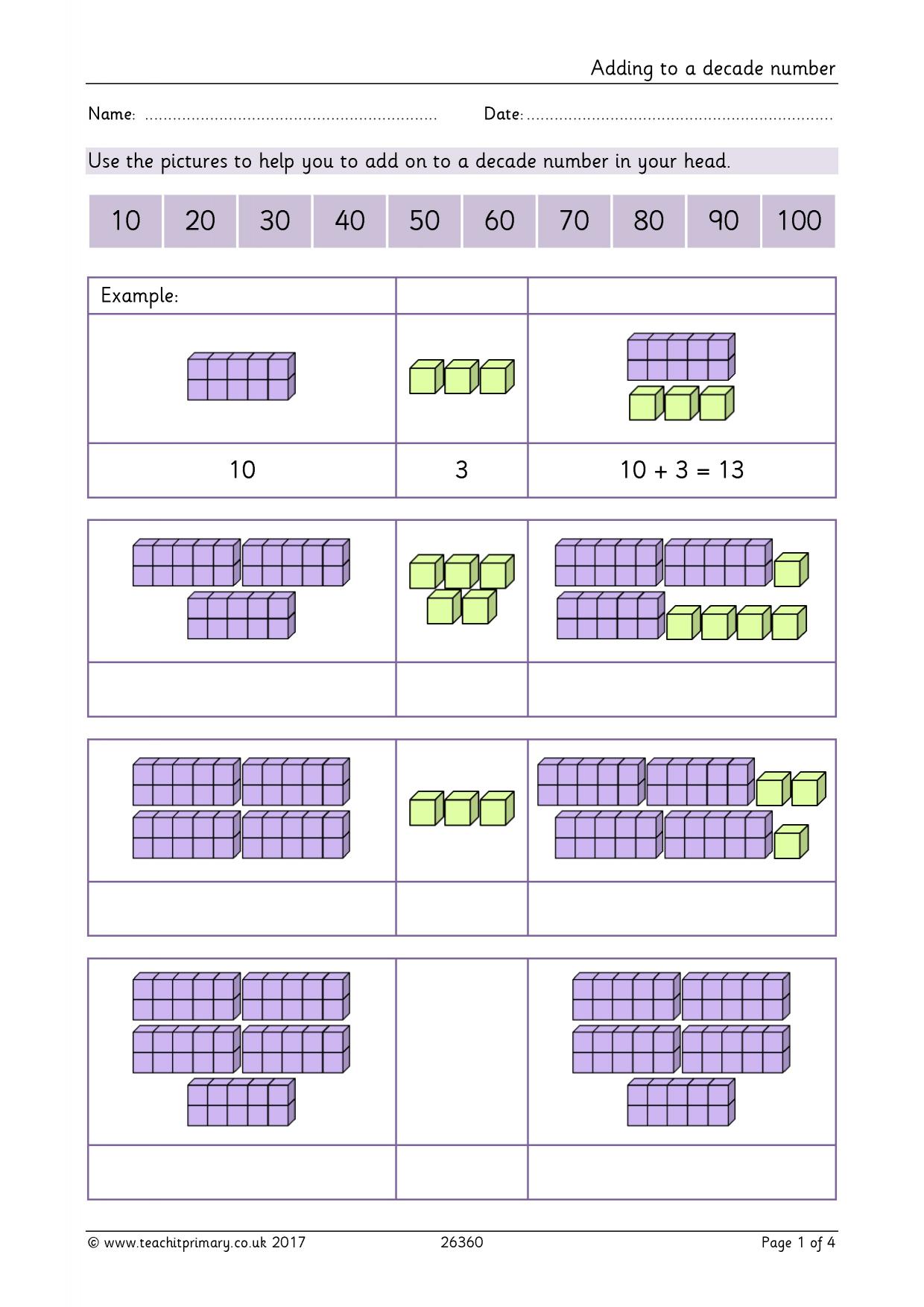 Adding tens and ones KS1 Maths Teachit