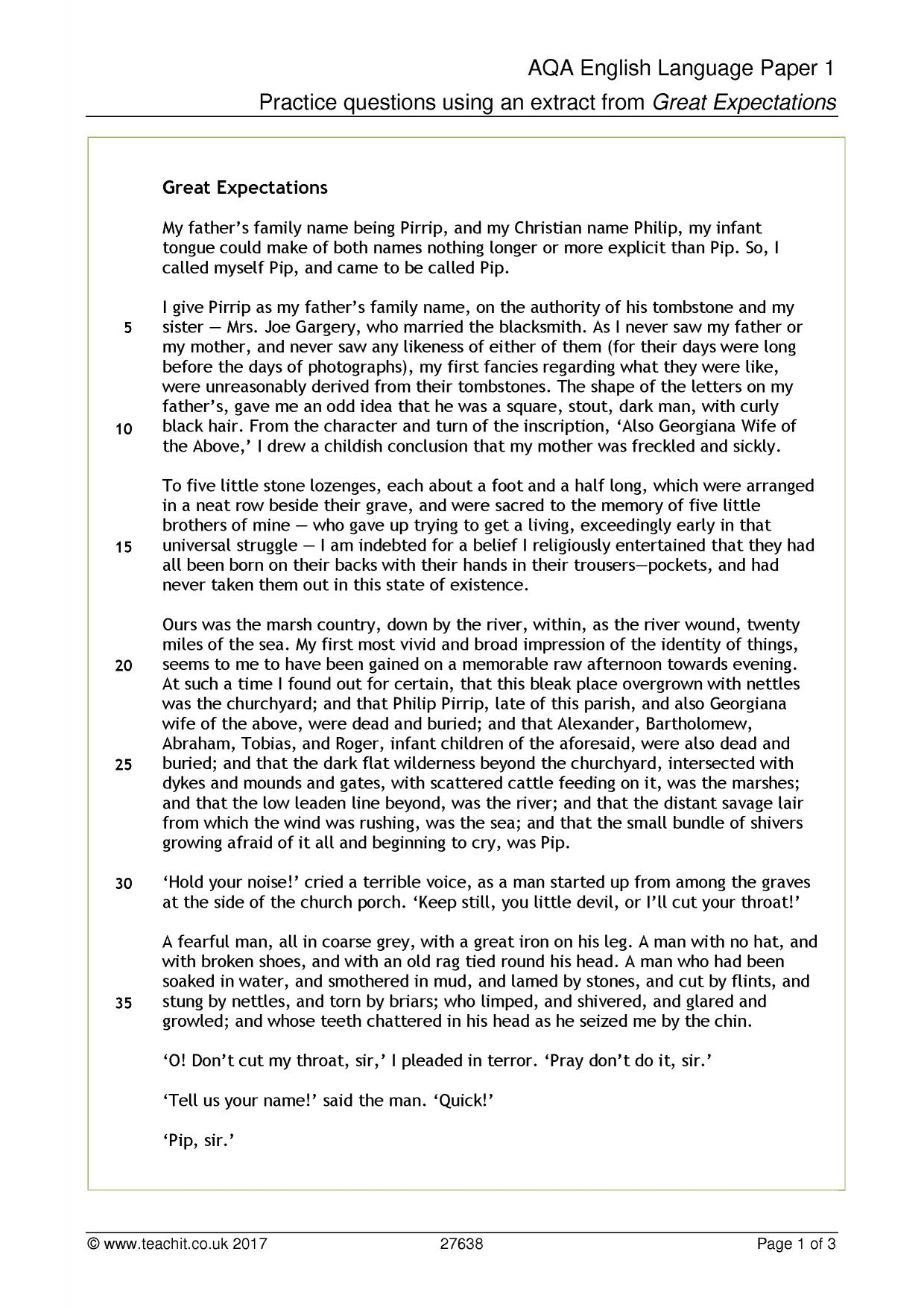 AQA GCSE English Language I Paper 1 questions I Teachit