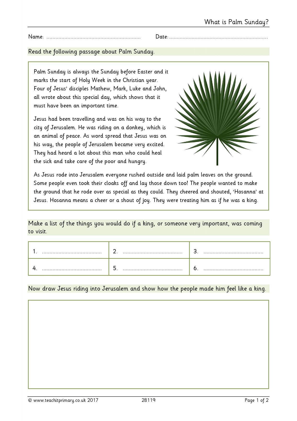 Palm Sunday RE KS1 and KS2 Christianity Teachit