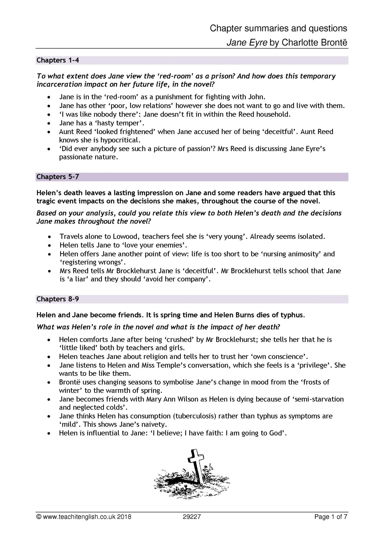 Jane Eyre summary and questions KS4 English Teachit