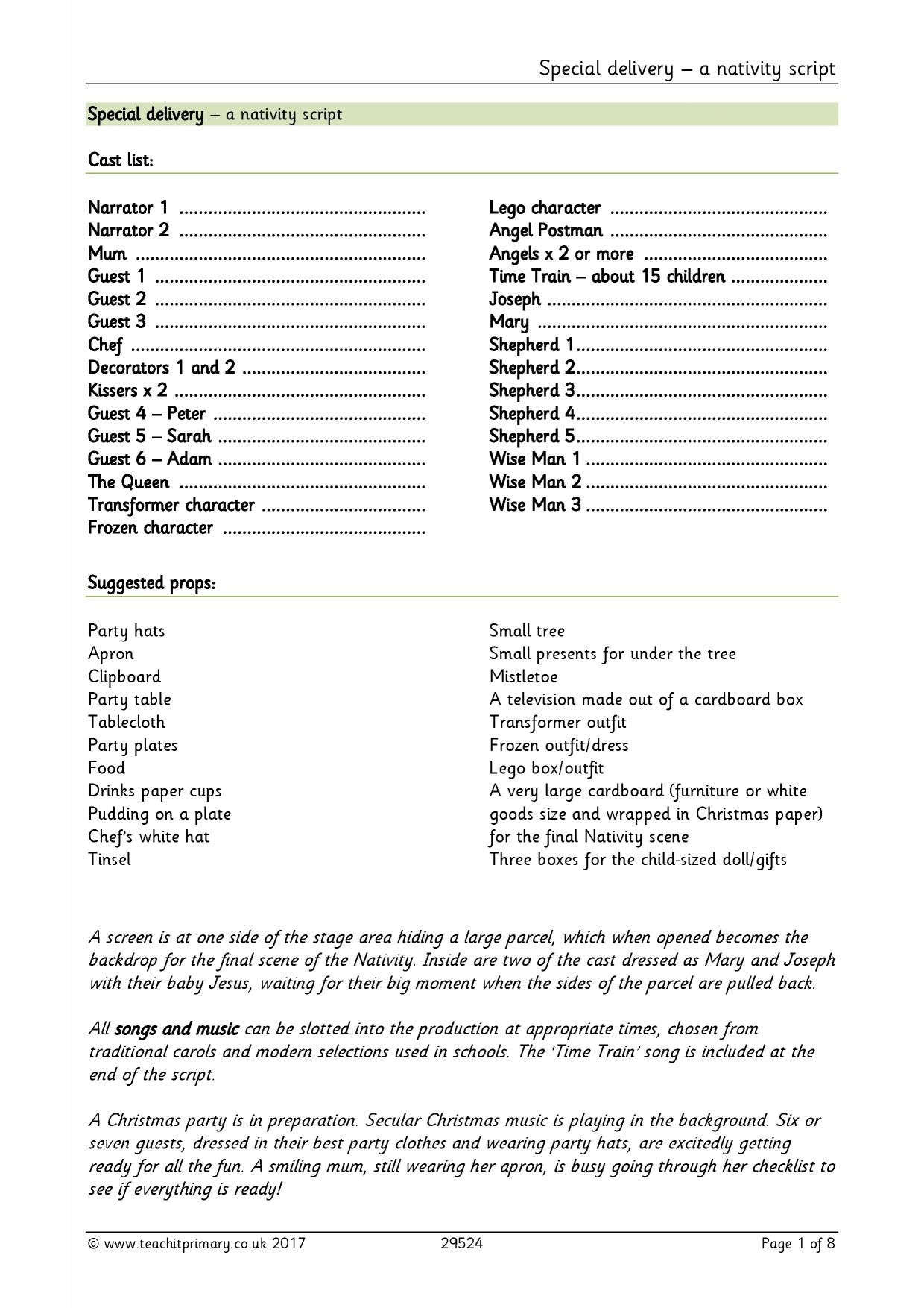 Nativity playscript RE KS1 Christianity Teachit