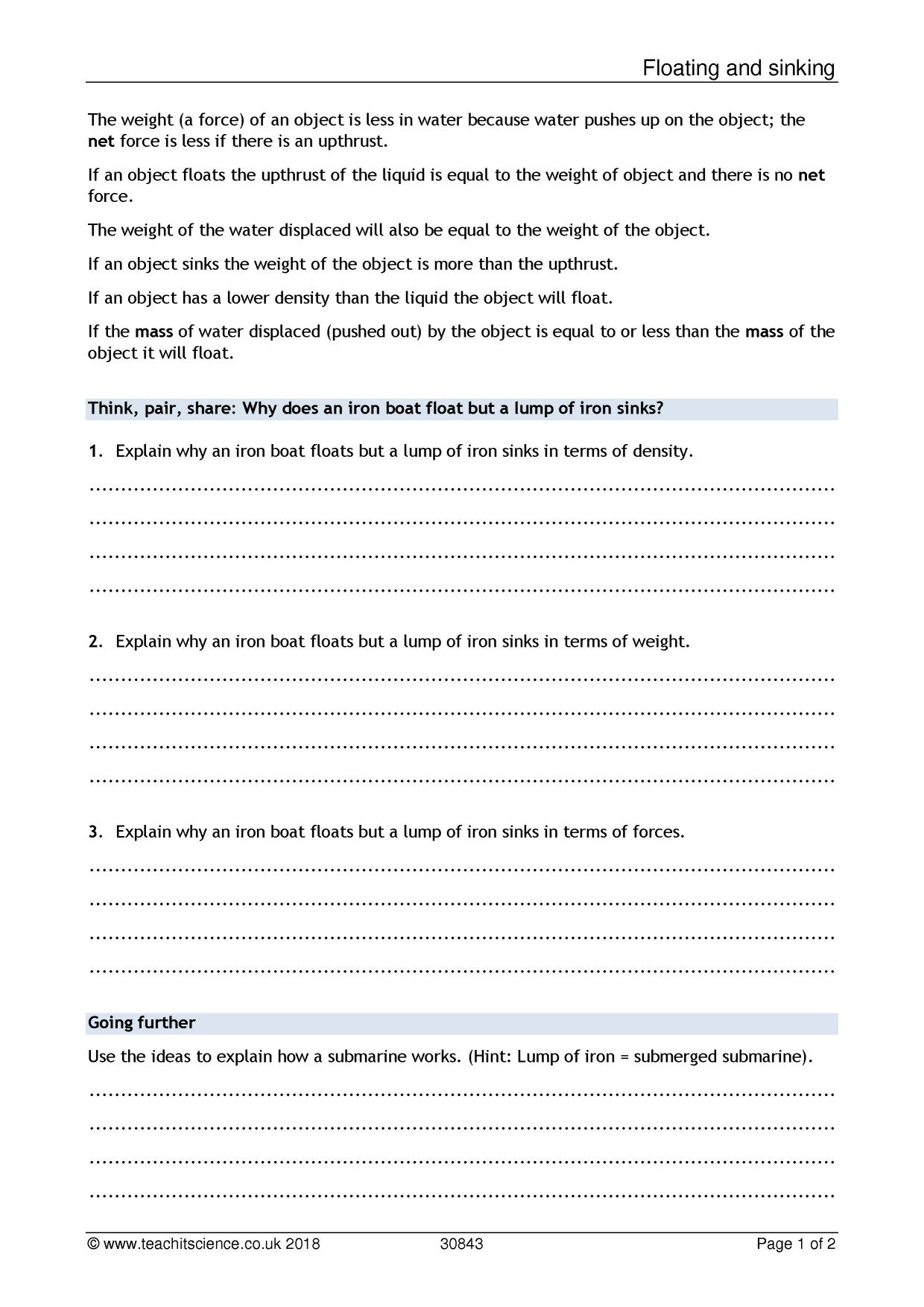 Floating and sinking ForcesKS4 PhysicsTeachit