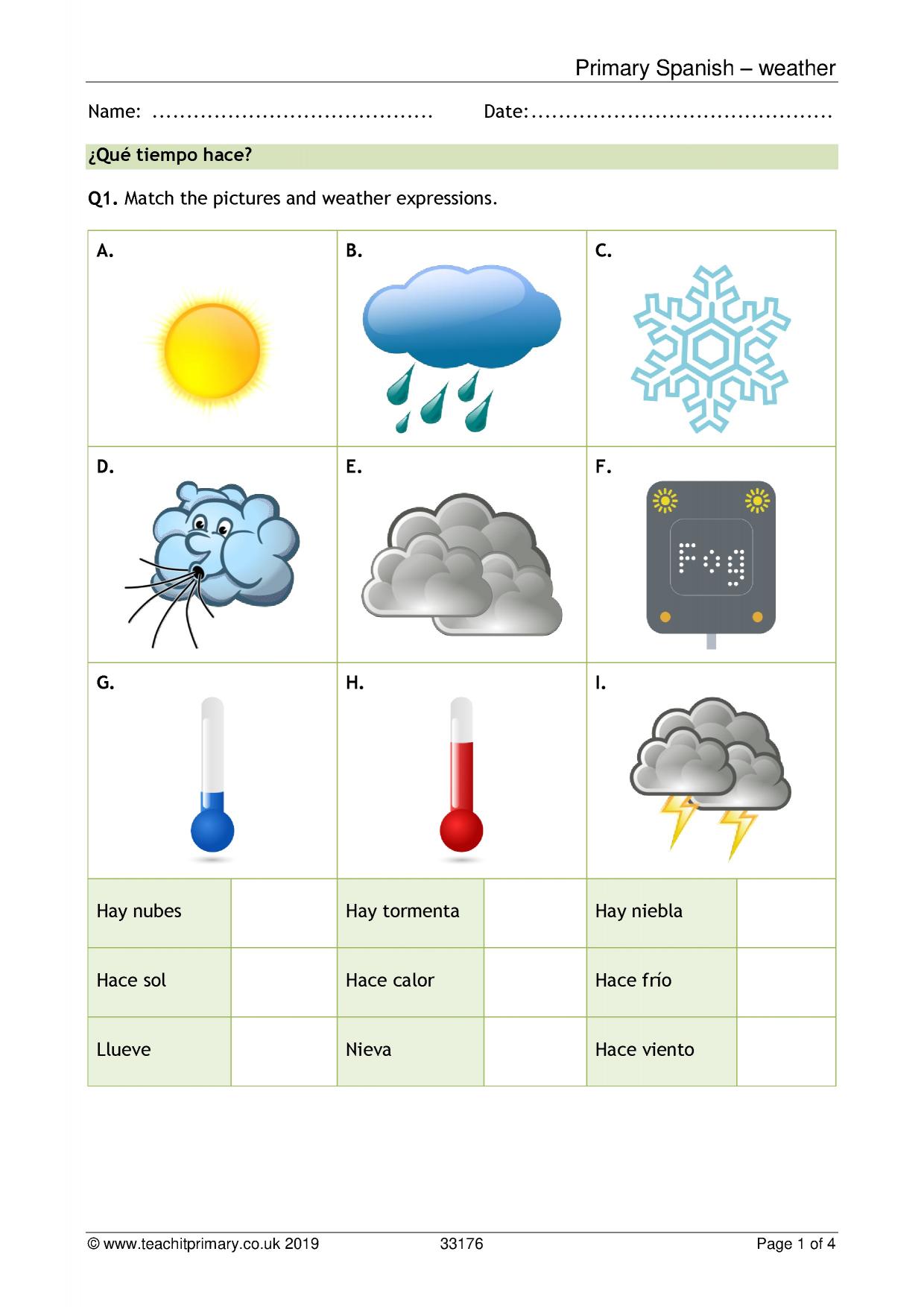Spanish weather vocabulary KS2 MFL Teachit