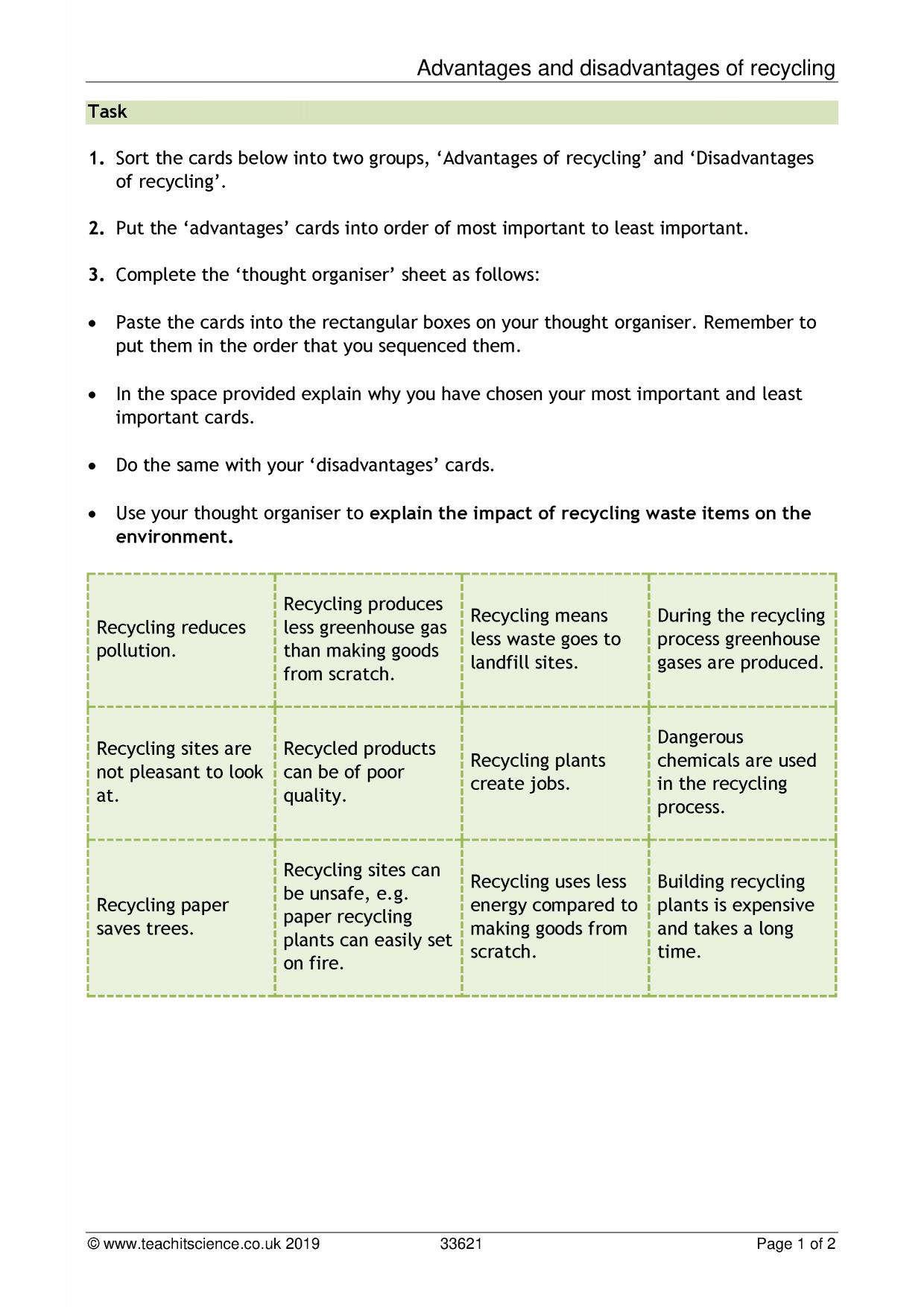 Recycling card sortKS3 ChemistryTeachit
