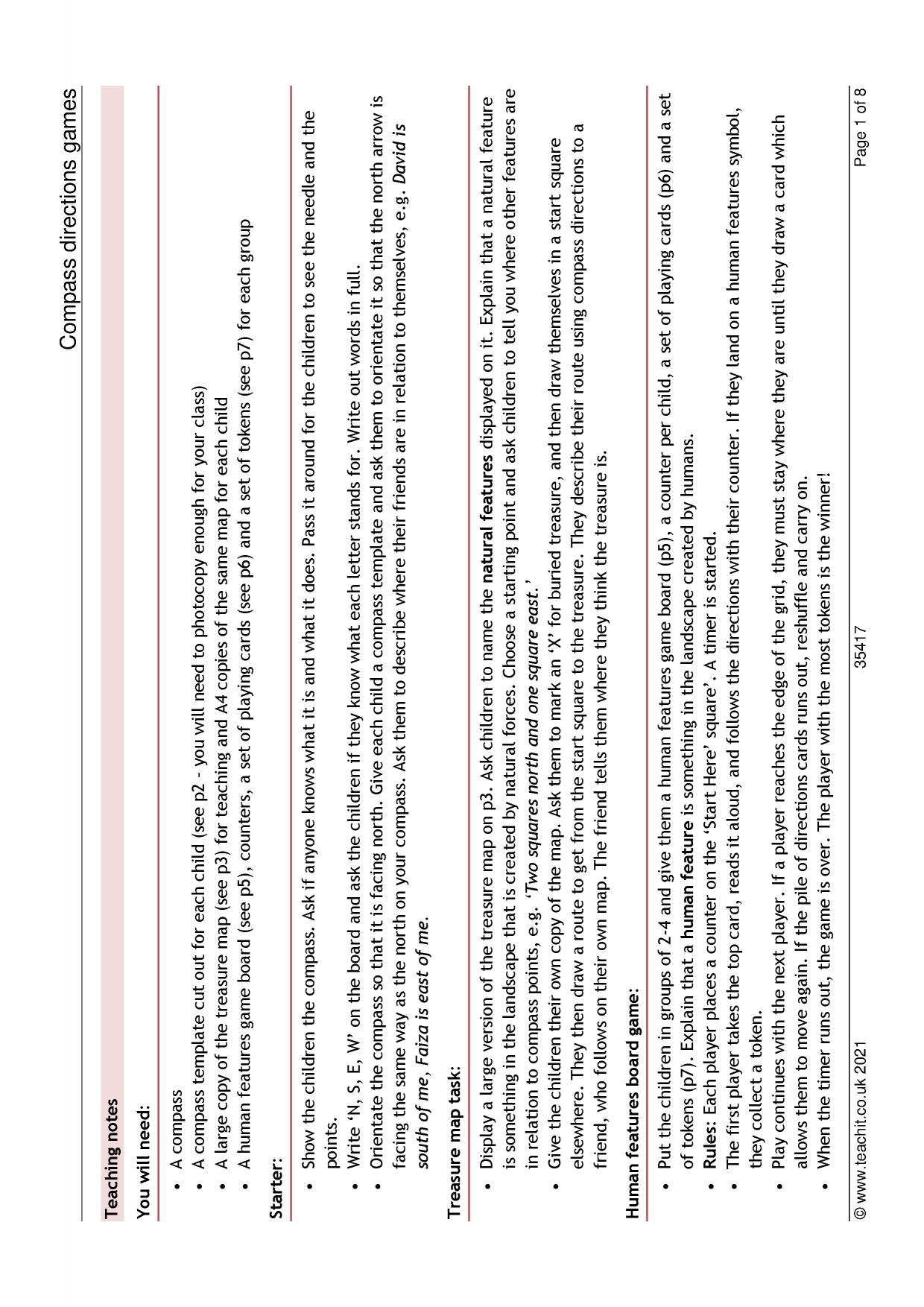 Compass directions games Geography KS1 Teachit