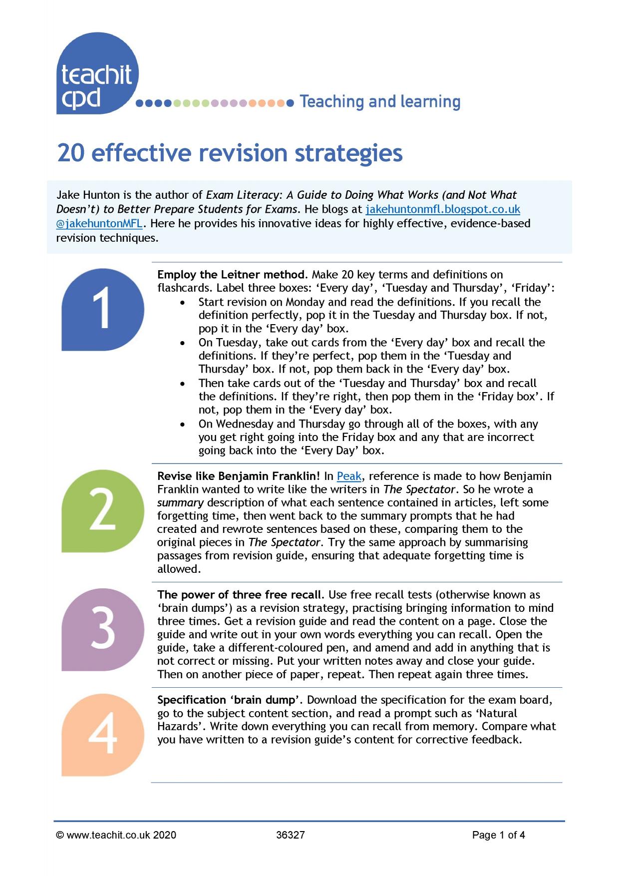 20 top revision strategies for KS45 students Teachit CPD