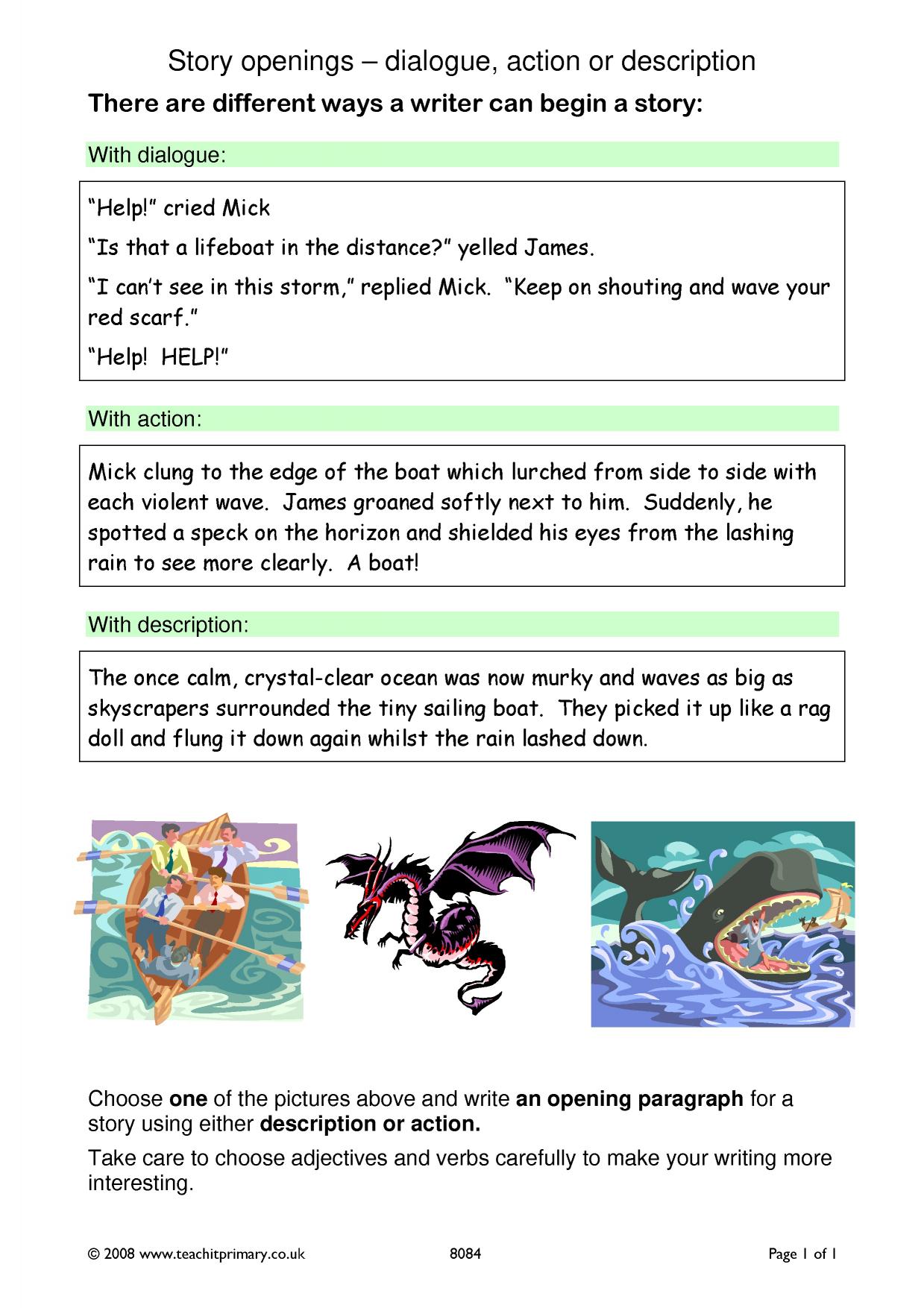 Story openings dialogue, action or description