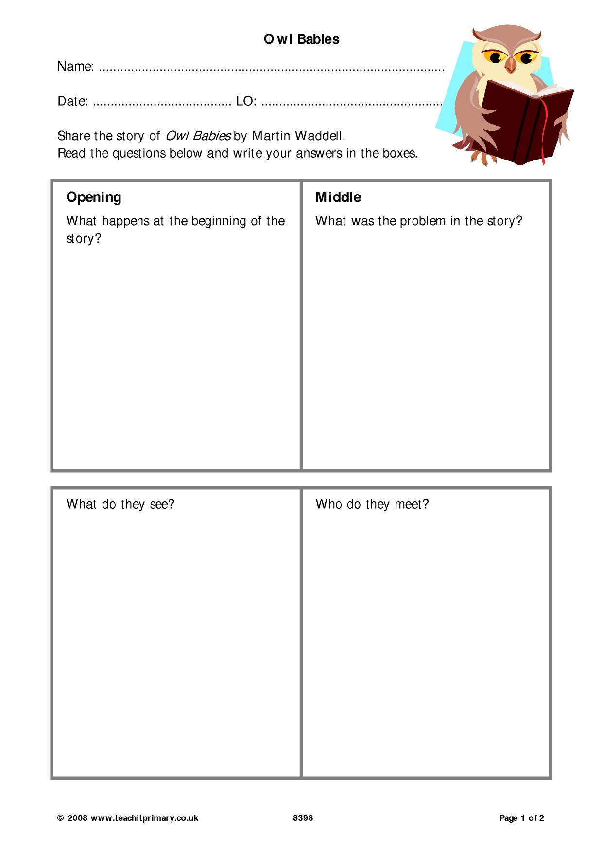 Owl Babies KS1 English Comprehension Teachit