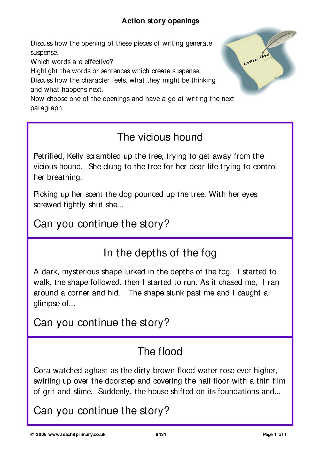 Story openings Narrative writing KS2 English Teachit